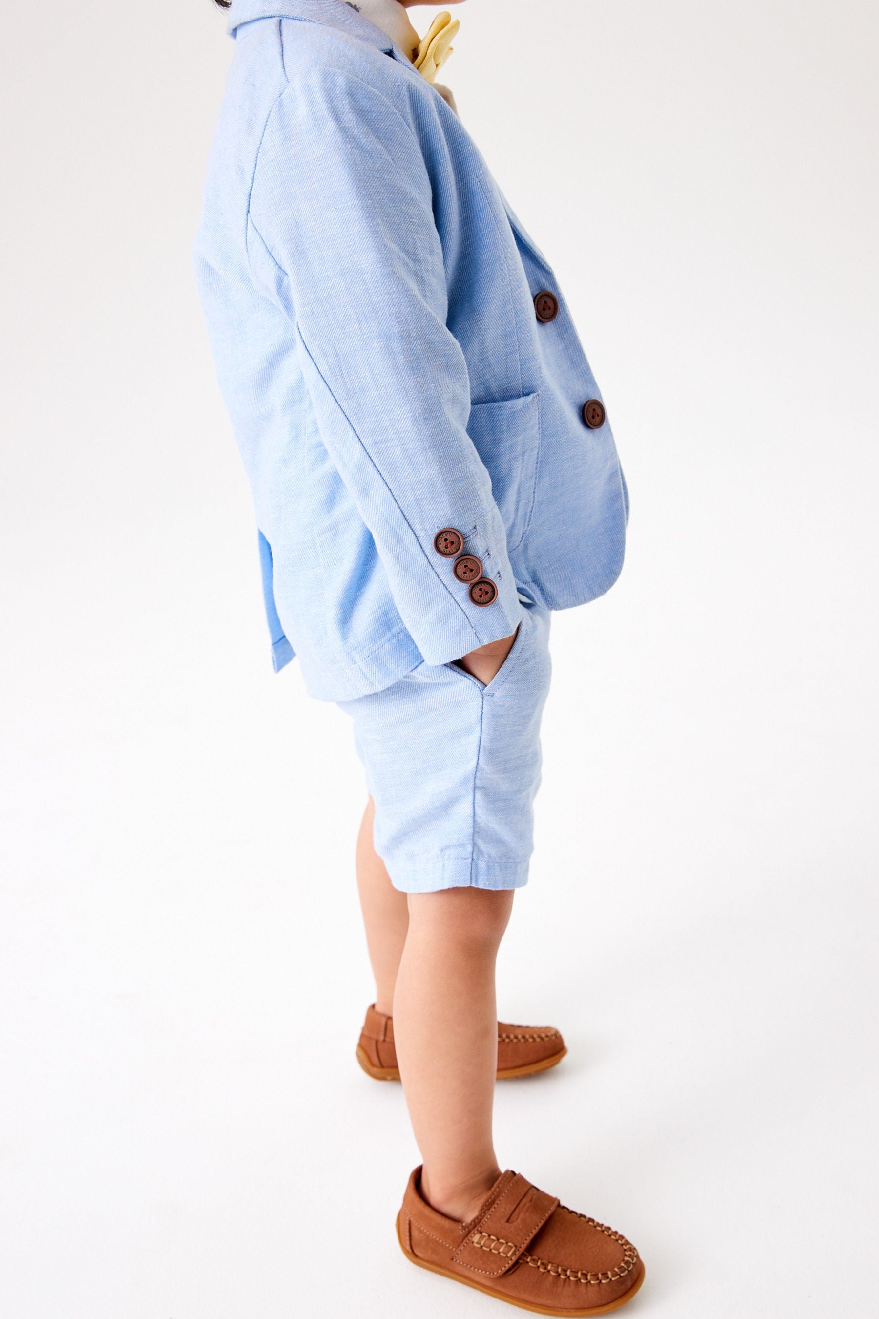 Blue Blazer, Shirt, Short And Bow Tie Set (3mths-9yrs)