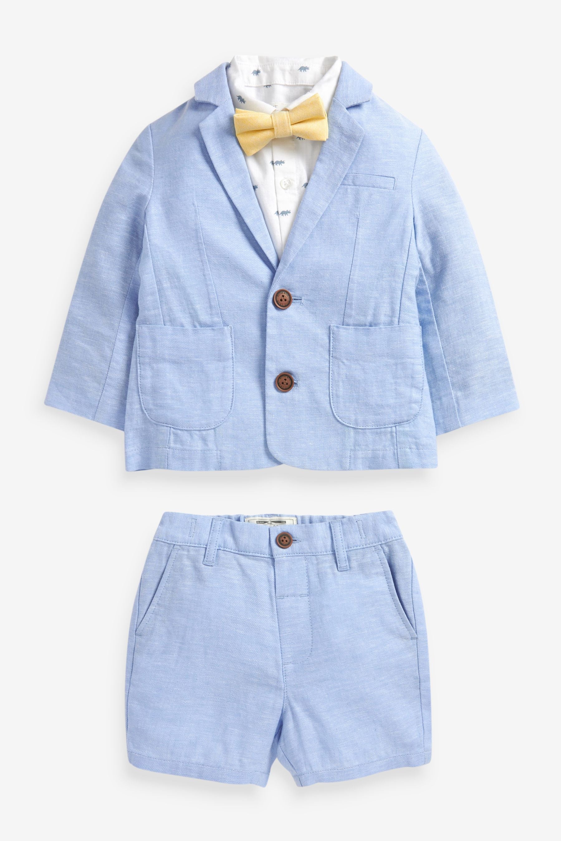 Blue Blazer, Shirt, Short And Bow Tie Set (3mths-9yrs)