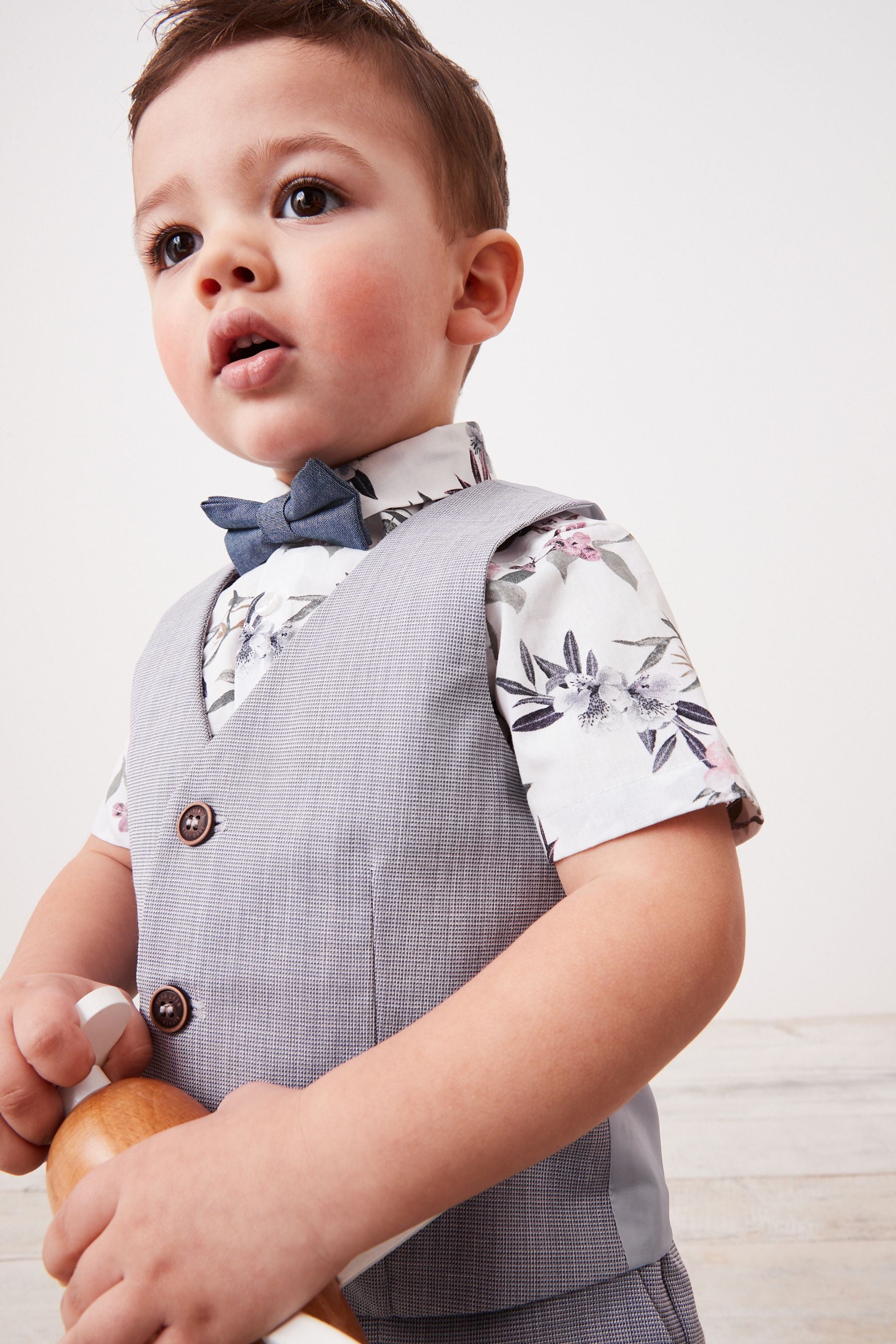 Lilac Purple Waistcoat, Shirt & Short Set Textured Fabric (3mths-9yrs)