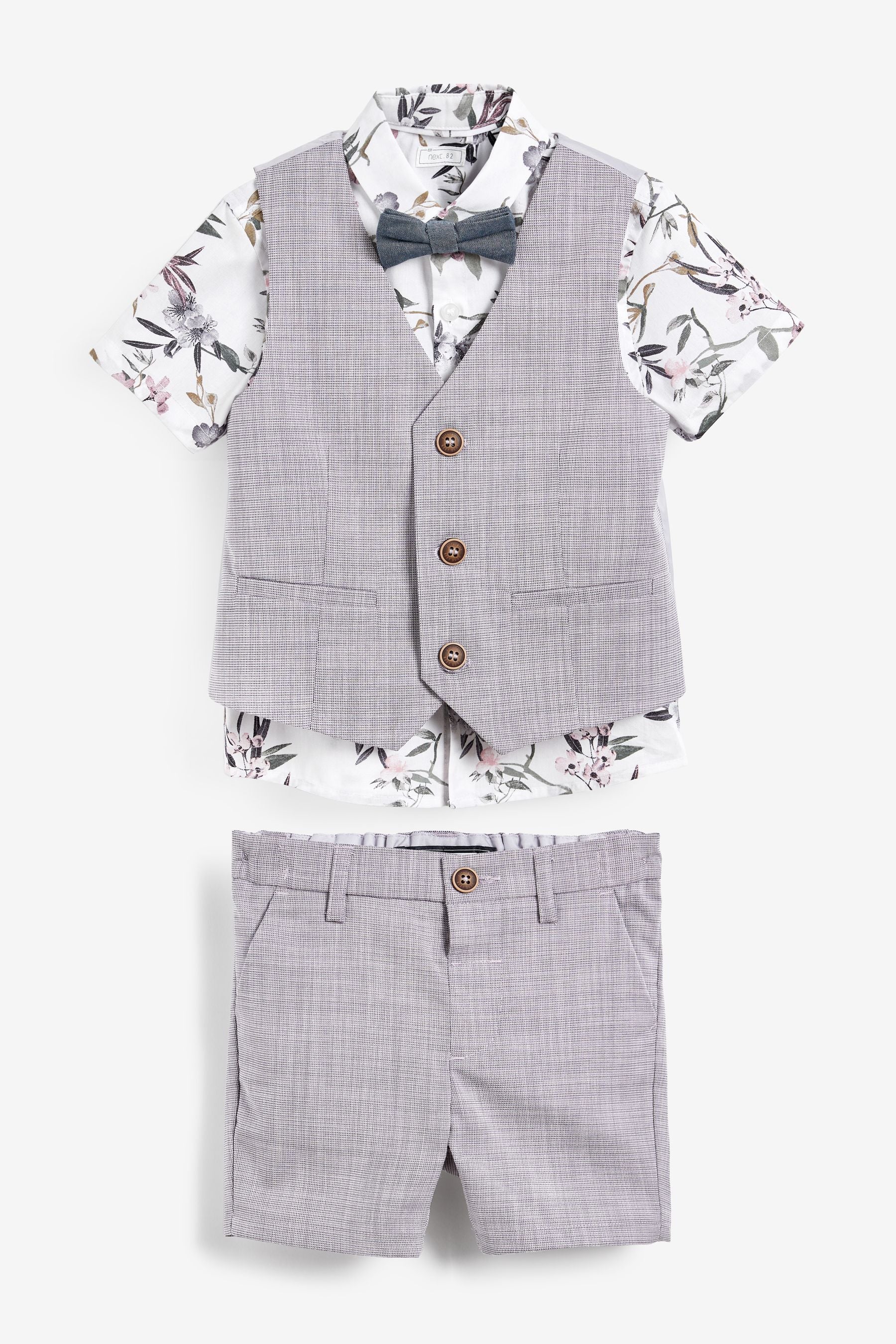 Lilac Purple Waistcoat, Shirt & Short Set Textured Fabric (3mths-9yrs)