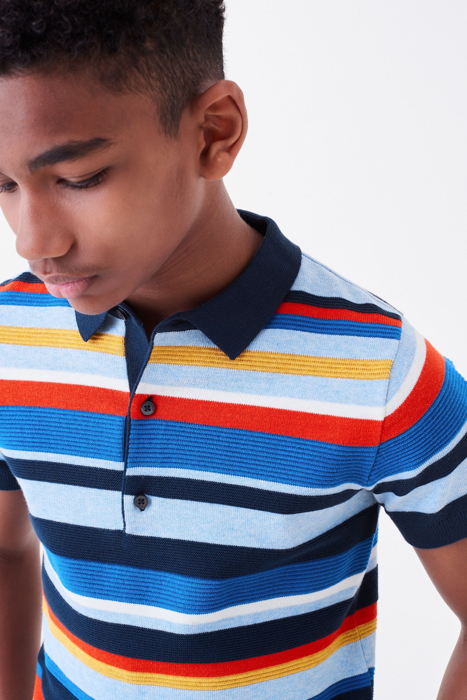 Multi Stripe Knitted Polo Shirt (3-16yrs)