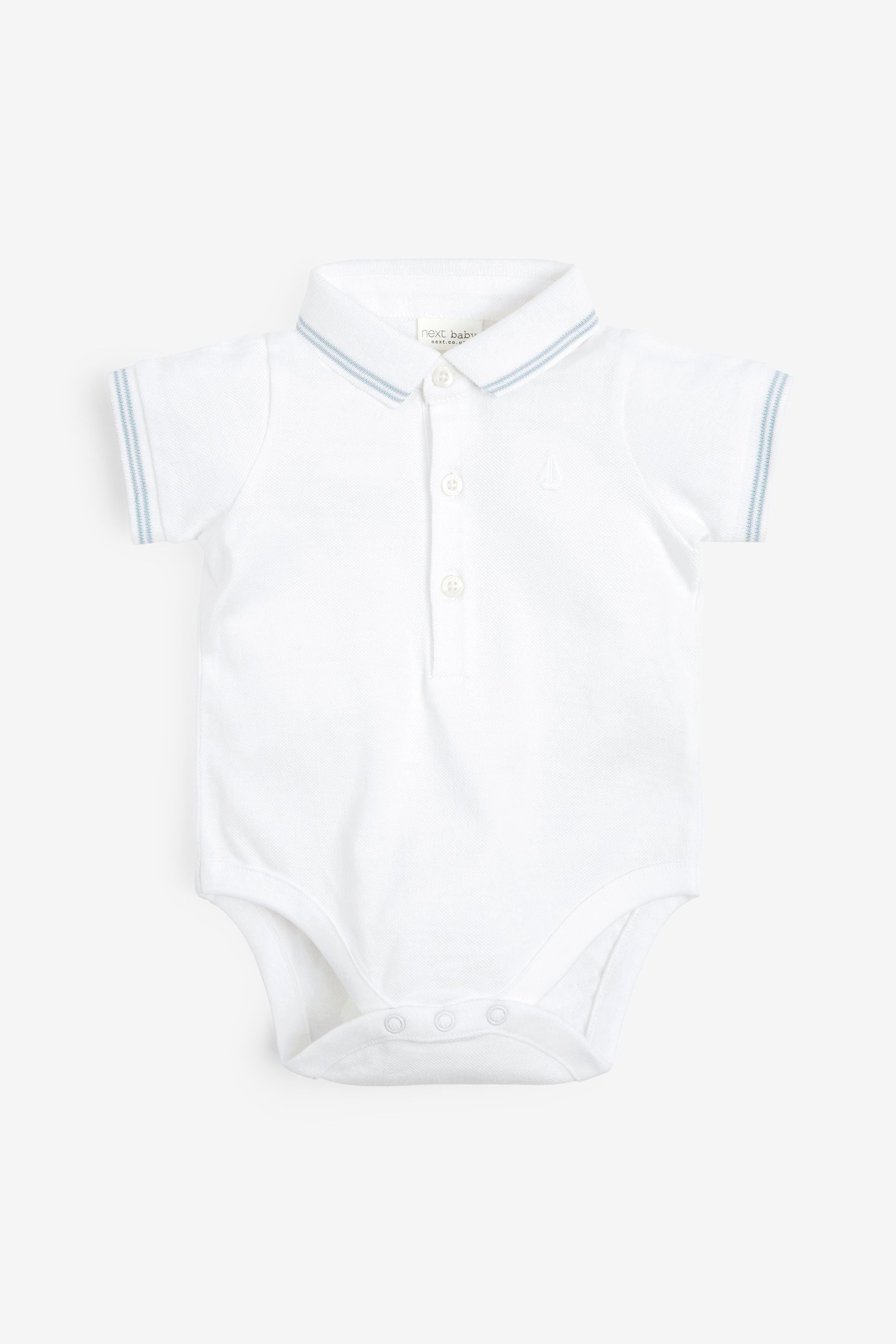 White 2 Pack Baby Poloshirt Bodysuits