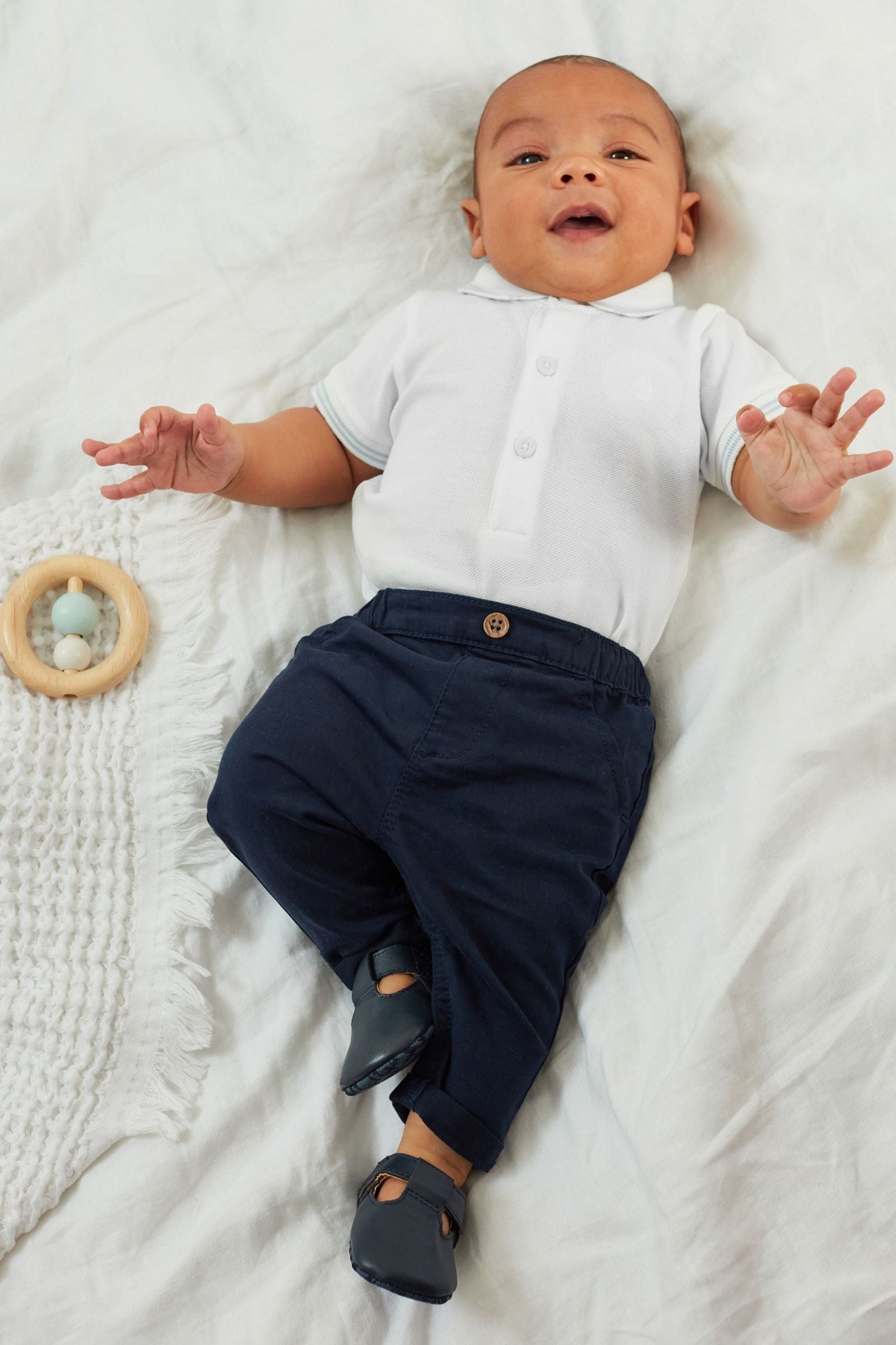 White 2 Pack Baby Poloshirt Bodysuits