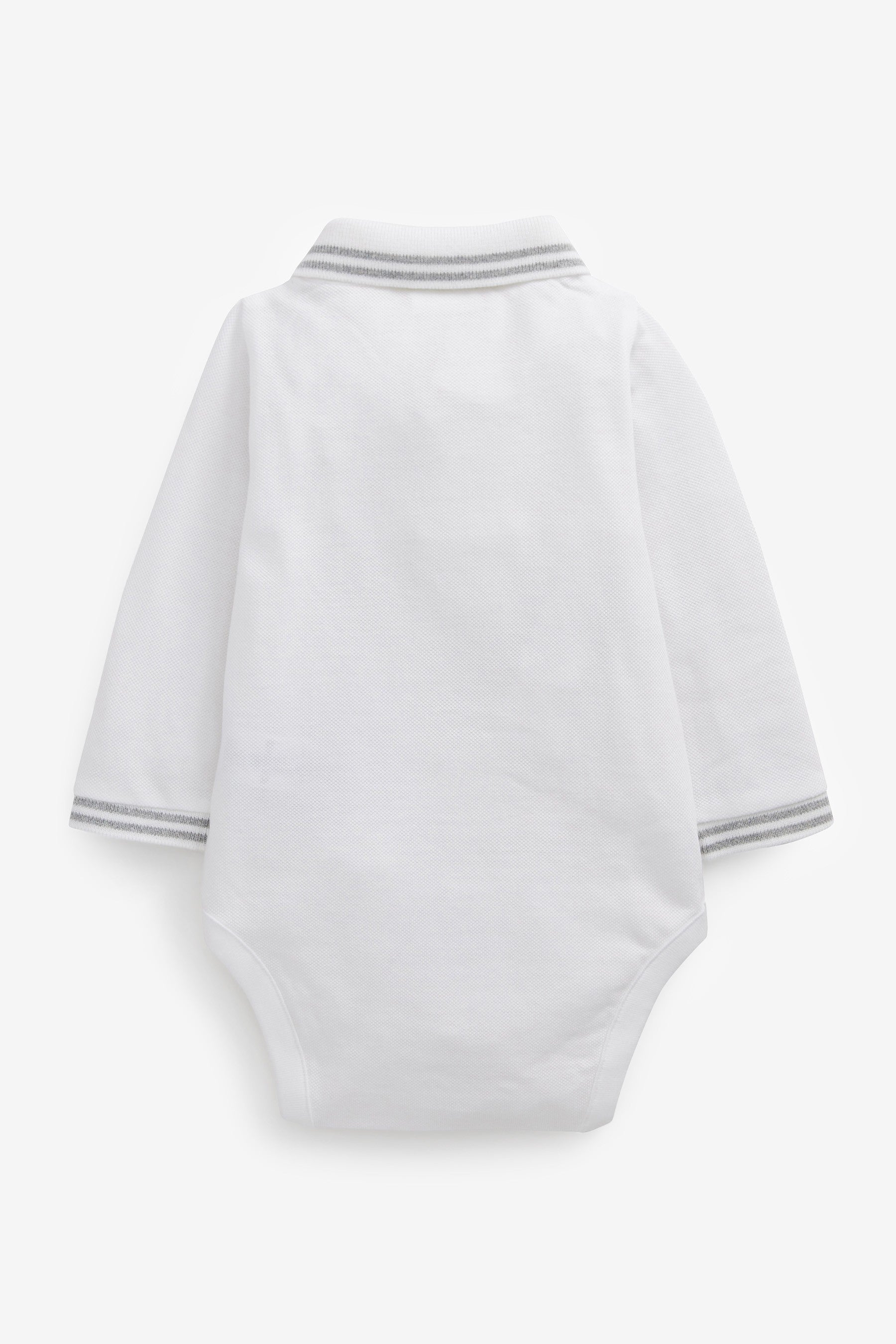 White / Grey 2 Pack Long Sleeved Polo Bodysuits (0mths-3yrs)