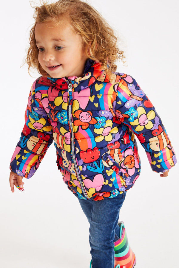 Navy Blue Character Shower Resistant Printed Padded Coat (3mths-7yrs)