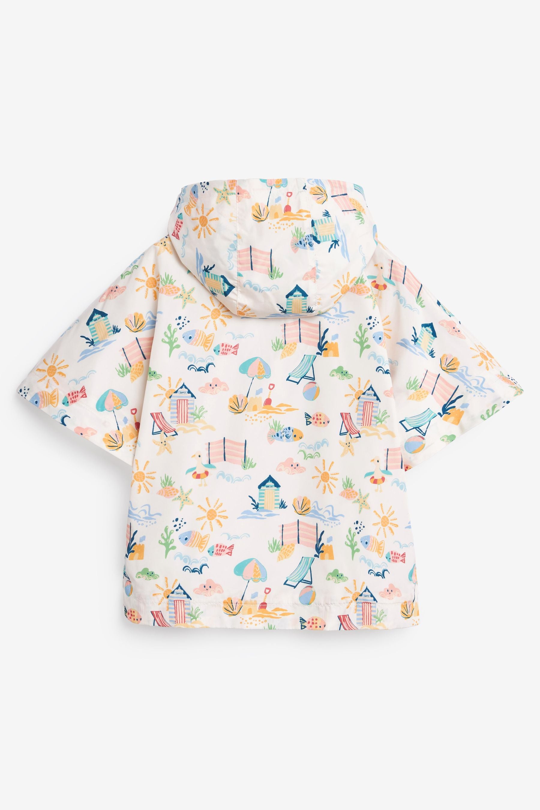 Cream Character Beach Shower Resistant Overhead Printed Pack Away Poncho Cagoule (3mths-7yrs)