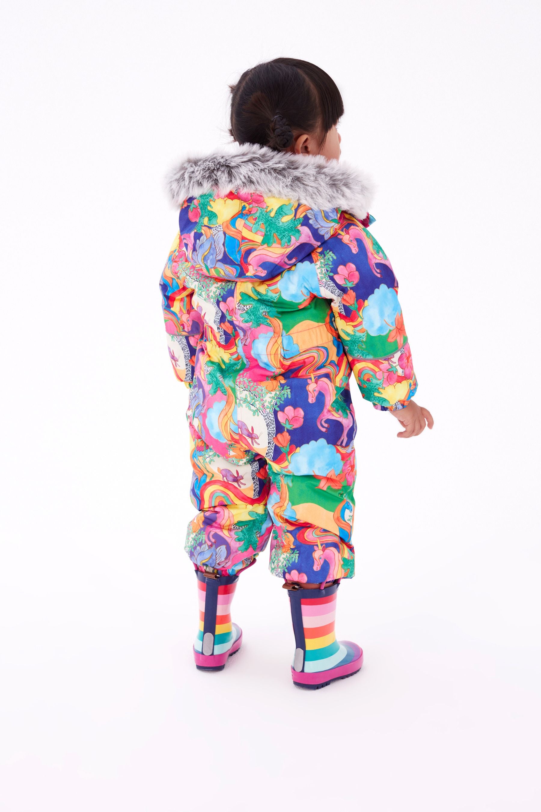 Bright Waterproof Rainbow Unicorn Printed Snowsuit (9mths-7yrs)