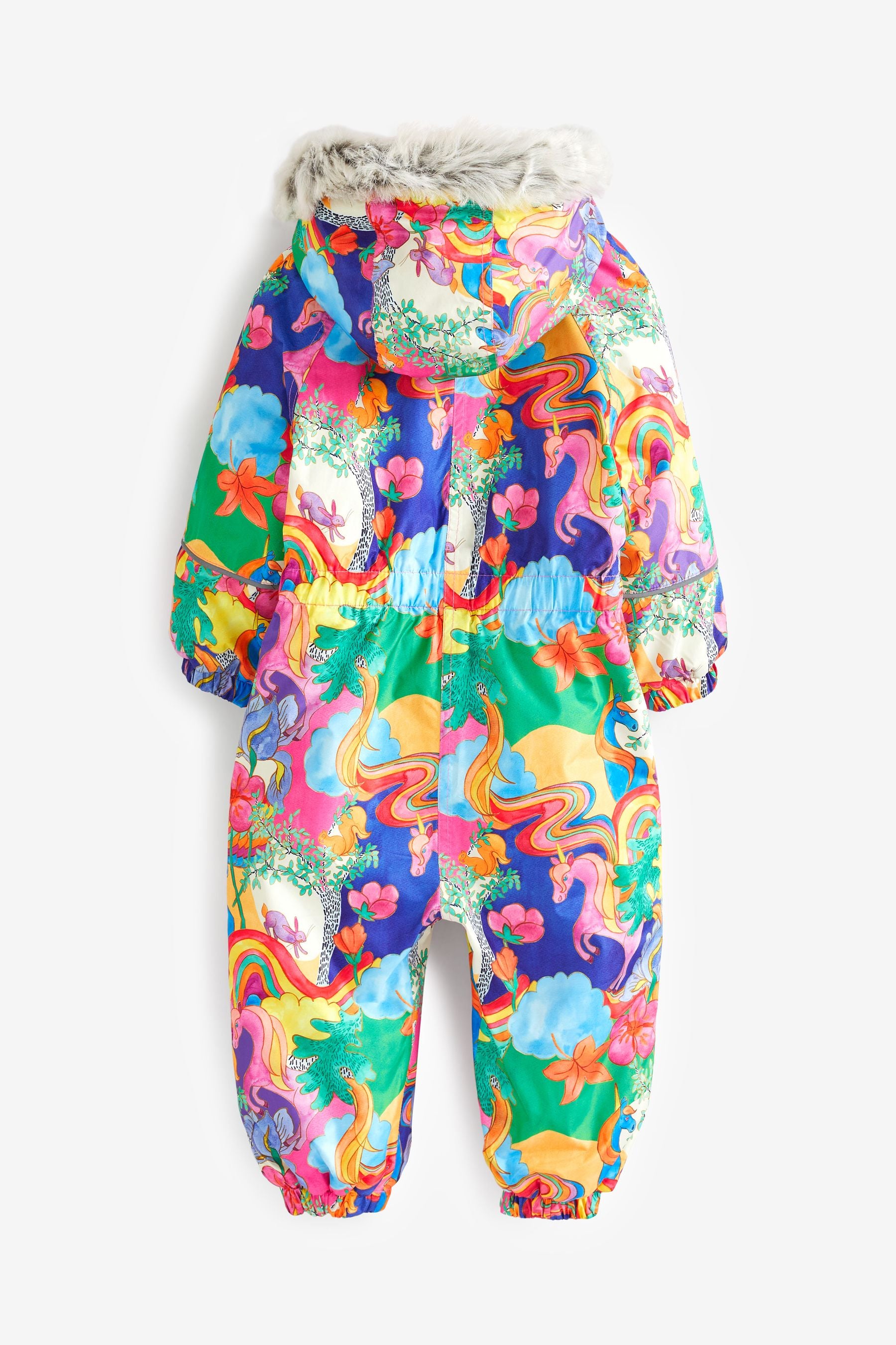 Bright Waterproof Rainbow Unicorn Printed Snowsuit (9mths-7yrs)