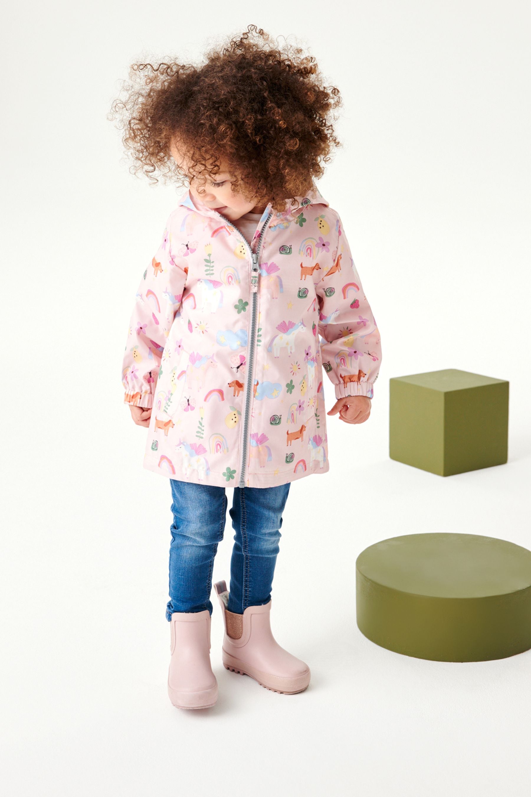 Pink Unicorn Shower Resistant Printed Cagoule Jacket (3mths-7yrs)