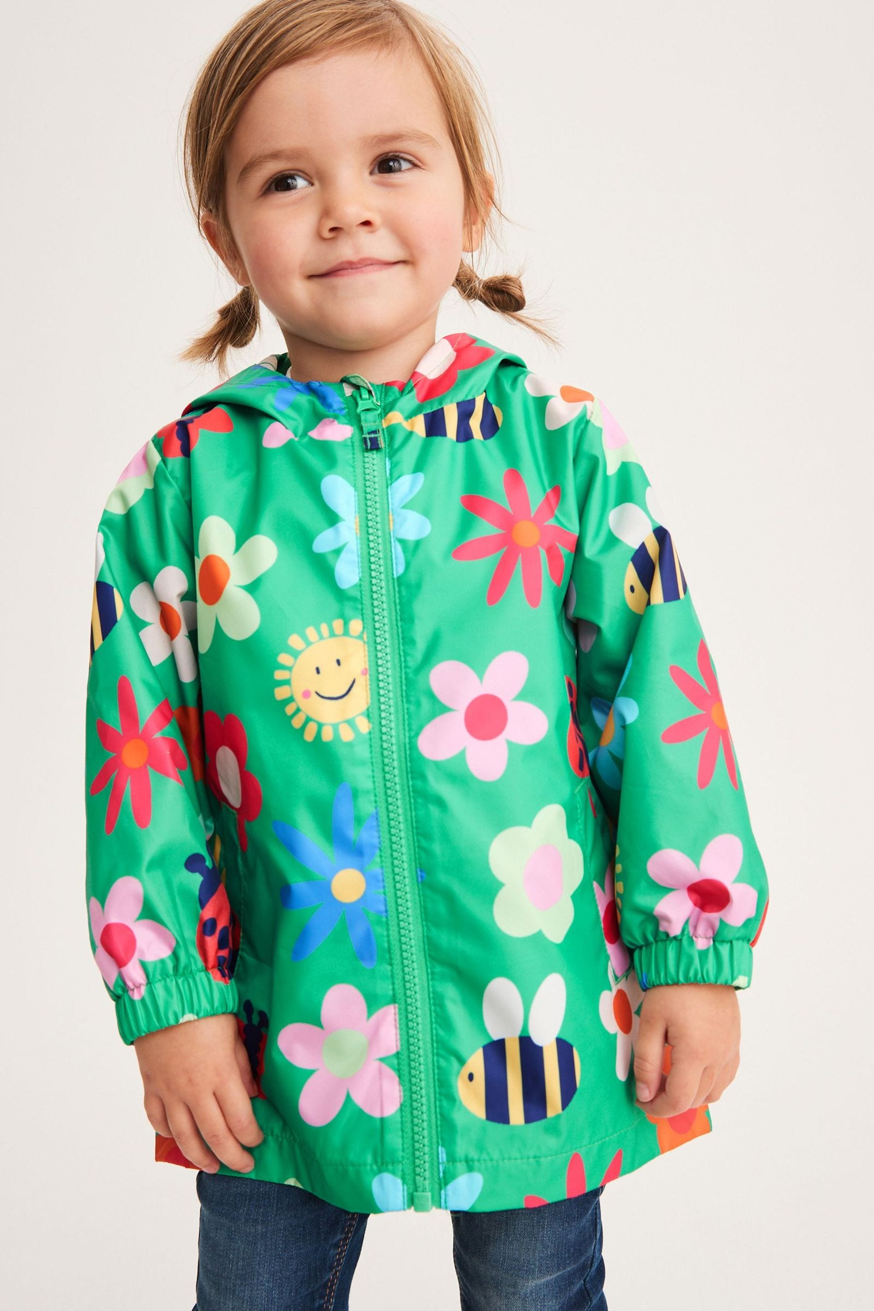 Green Floral Shower Resistant Printed Cagoule Jacket (3mths-7yrs)