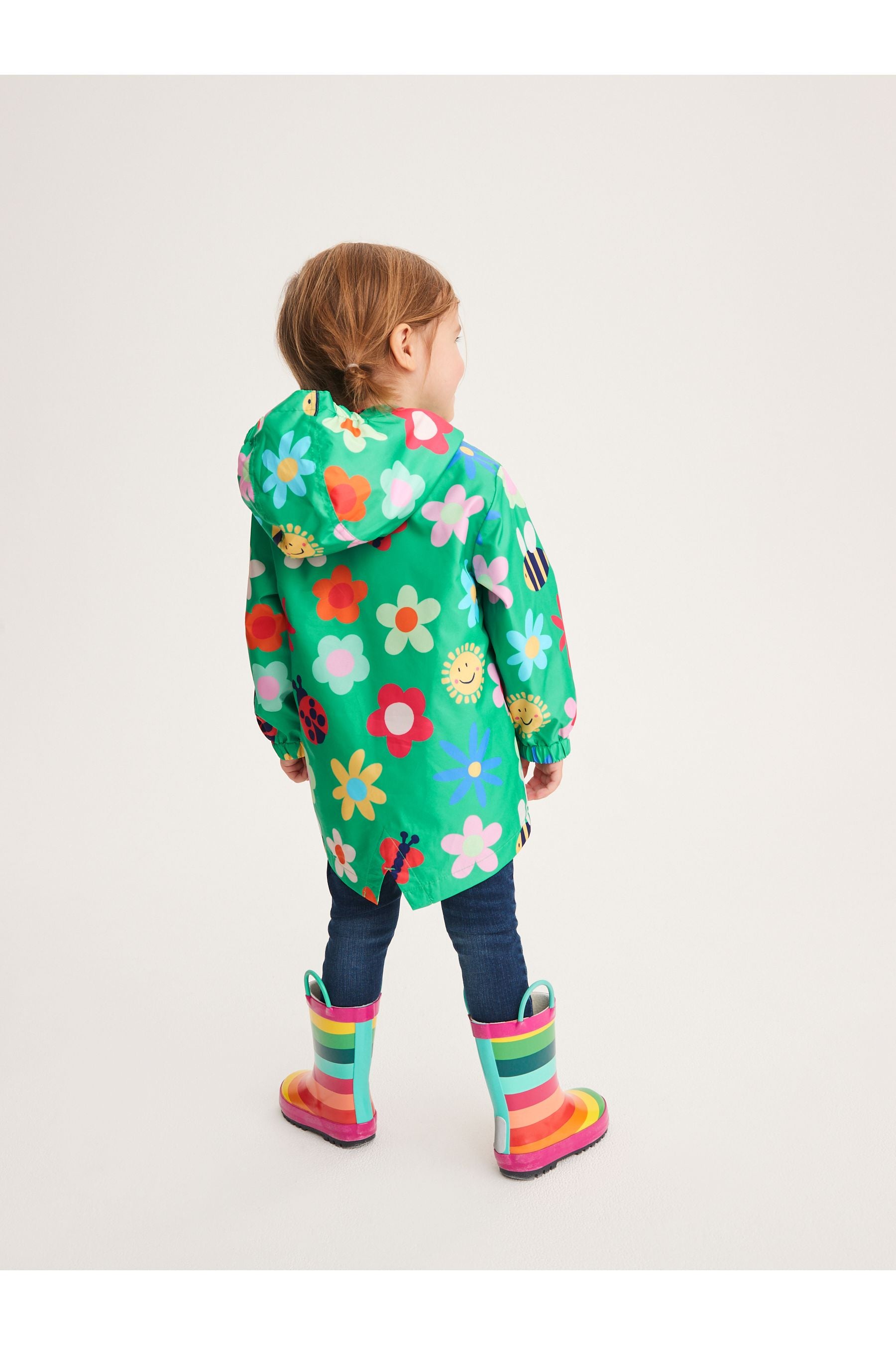 Green Floral Shower Resistant Printed Cagoule Jacket (3mths-7yrs)