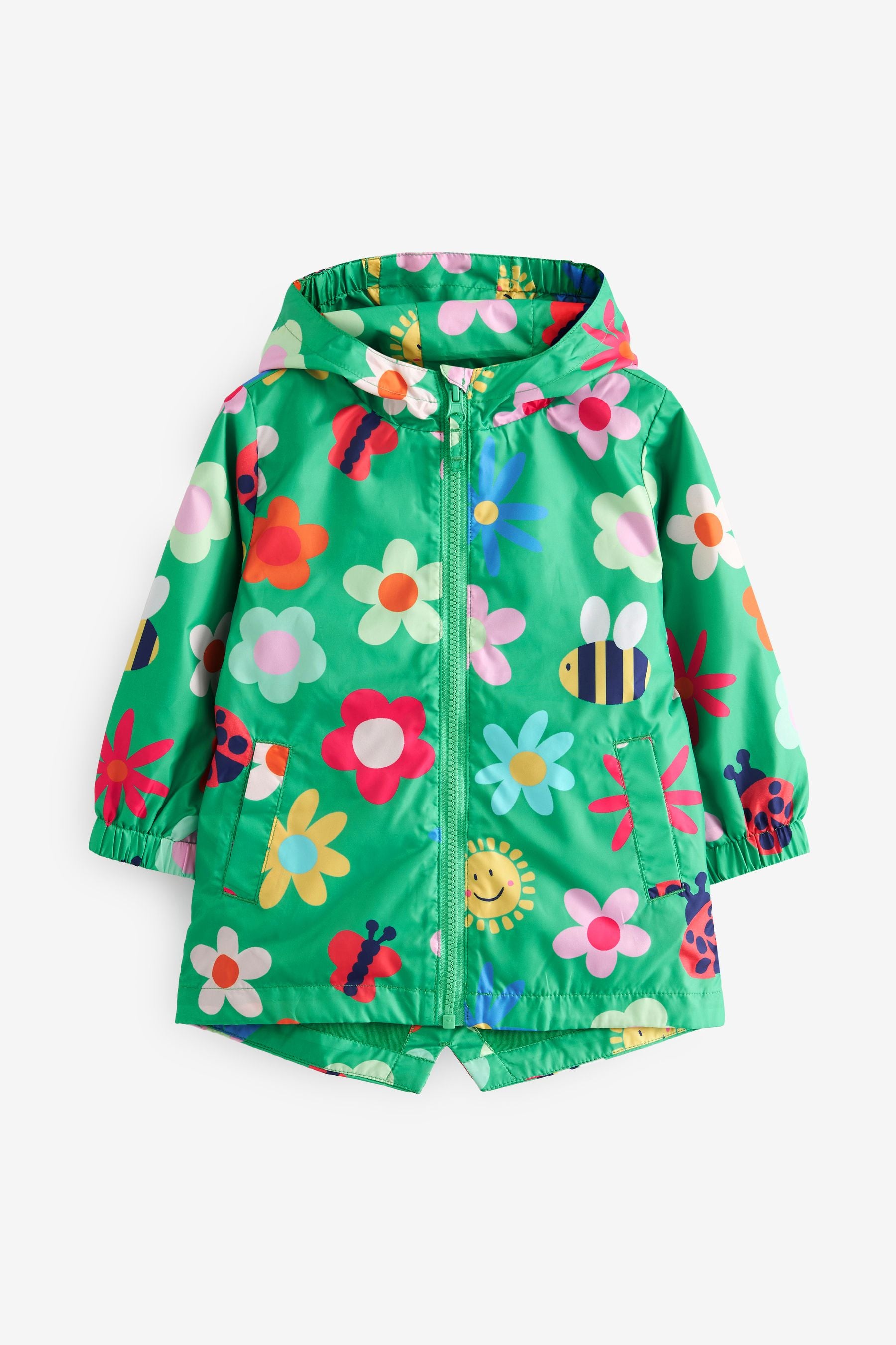 Green Floral Shower Resistant Printed Cagoule Jacket (3mths-7yrs)