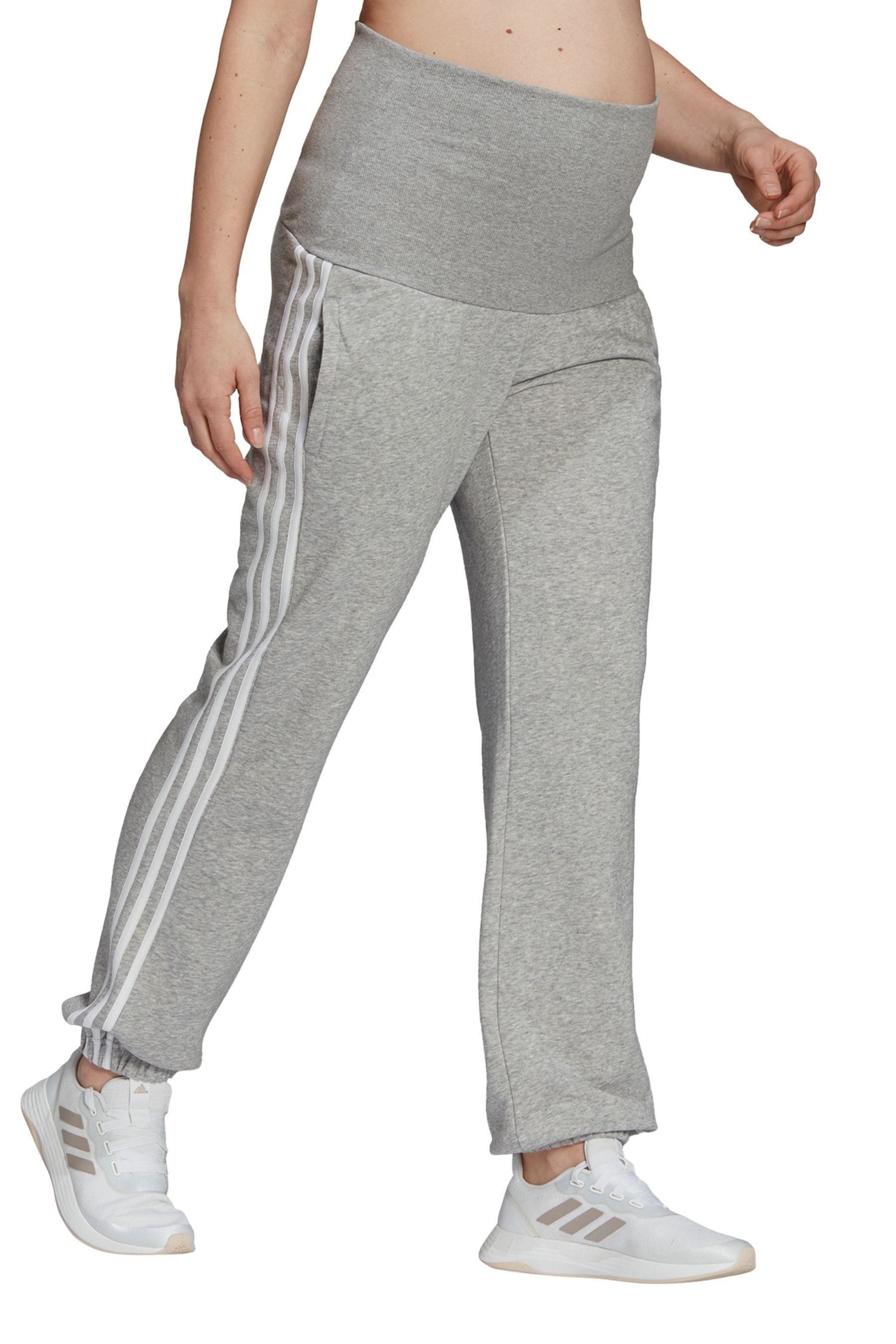 Grey adidas Maternity 3-Stripes Cotton Joggers