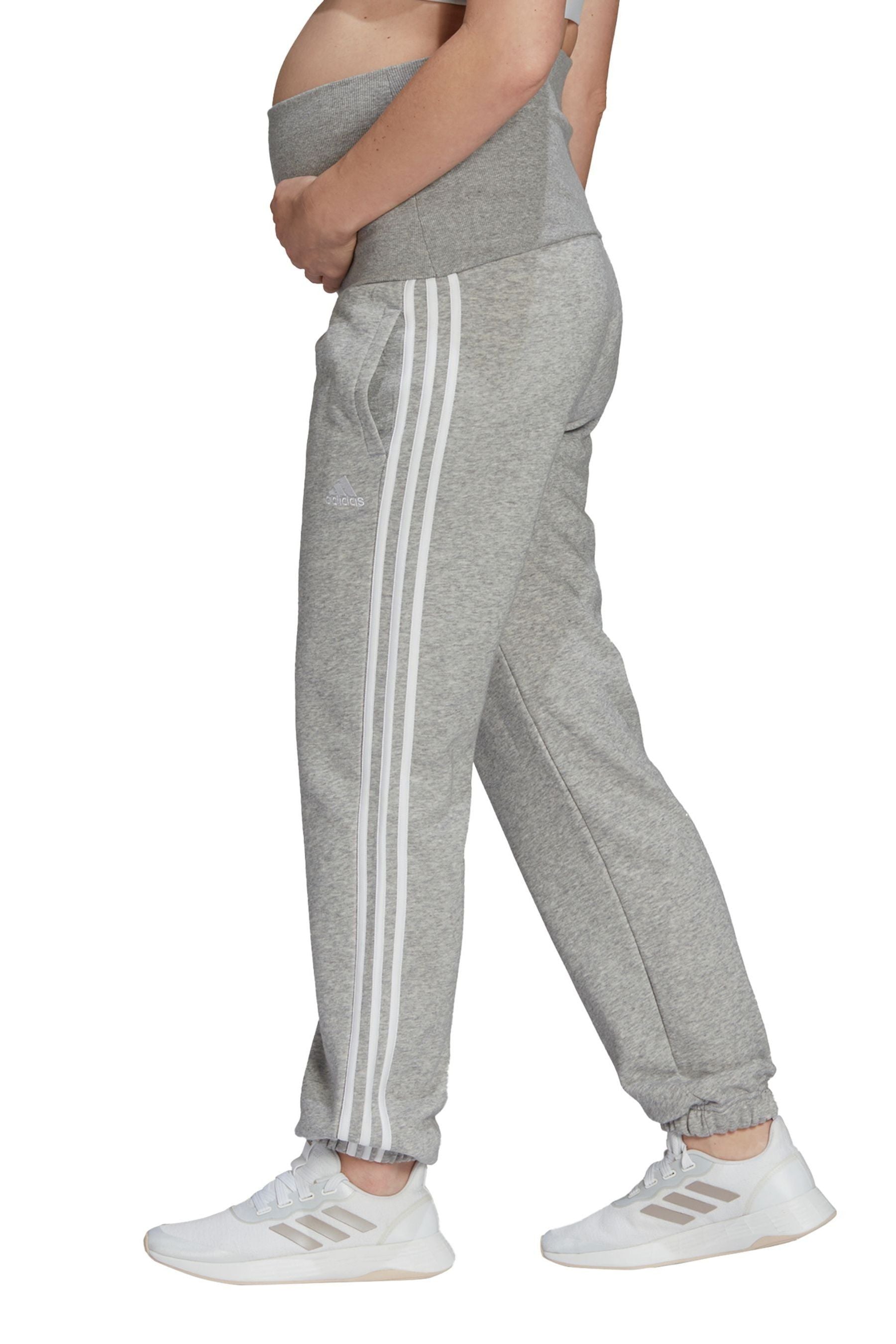 Grey adidas Maternity 3-Stripes Cotton Joggers