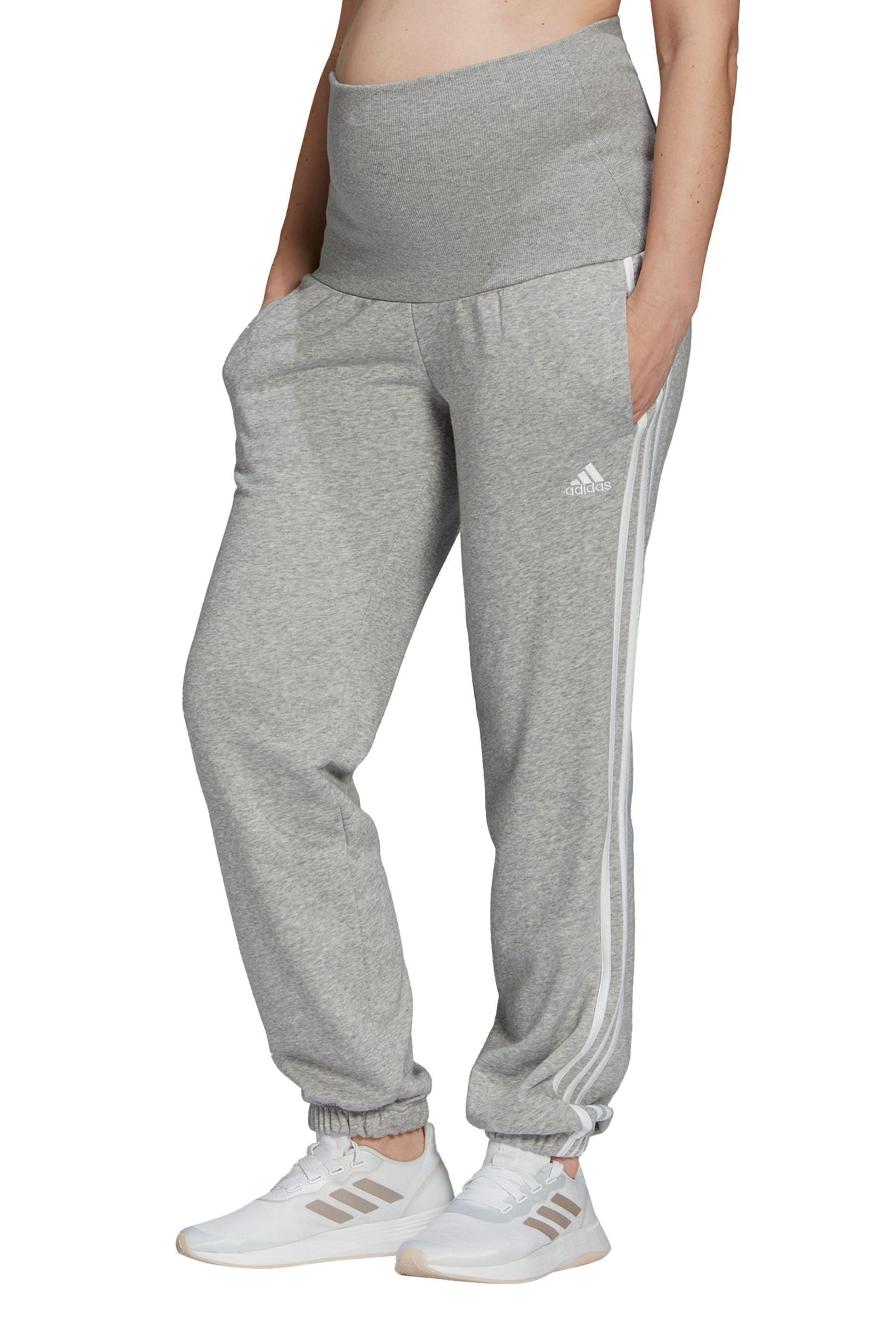 Grey adidas Maternity 3-Stripes Cotton Joggers