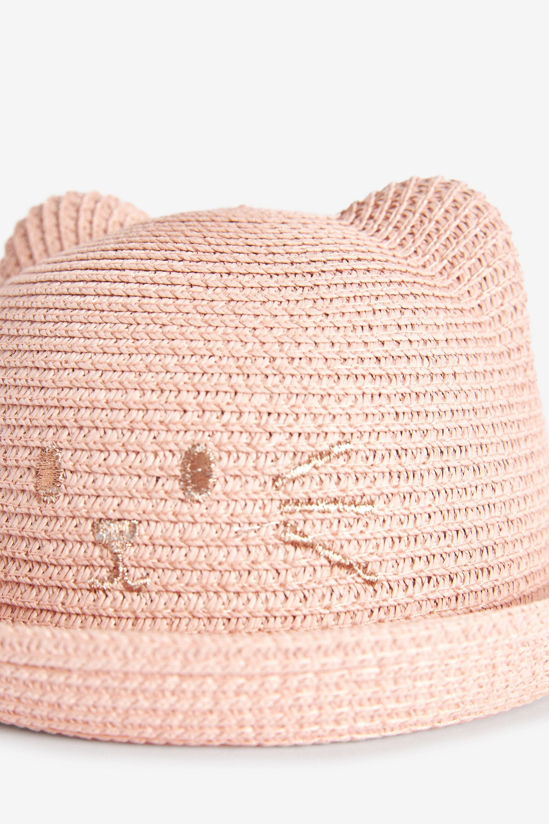 Pink Cat Straw Character Hat (3mths-6yrs)