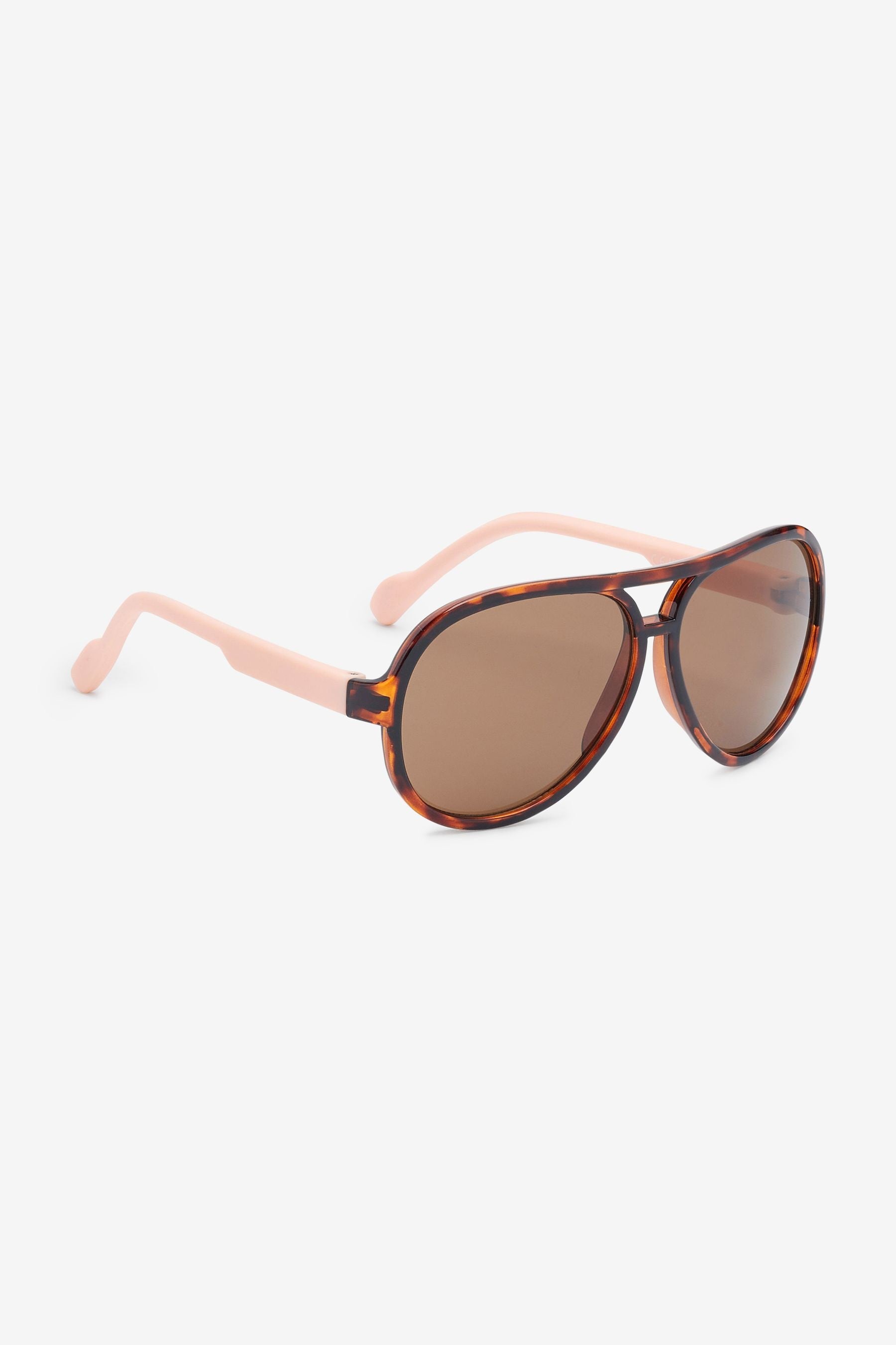 Tortoiseshell Brown Plastic Aviator Style Sunglasses