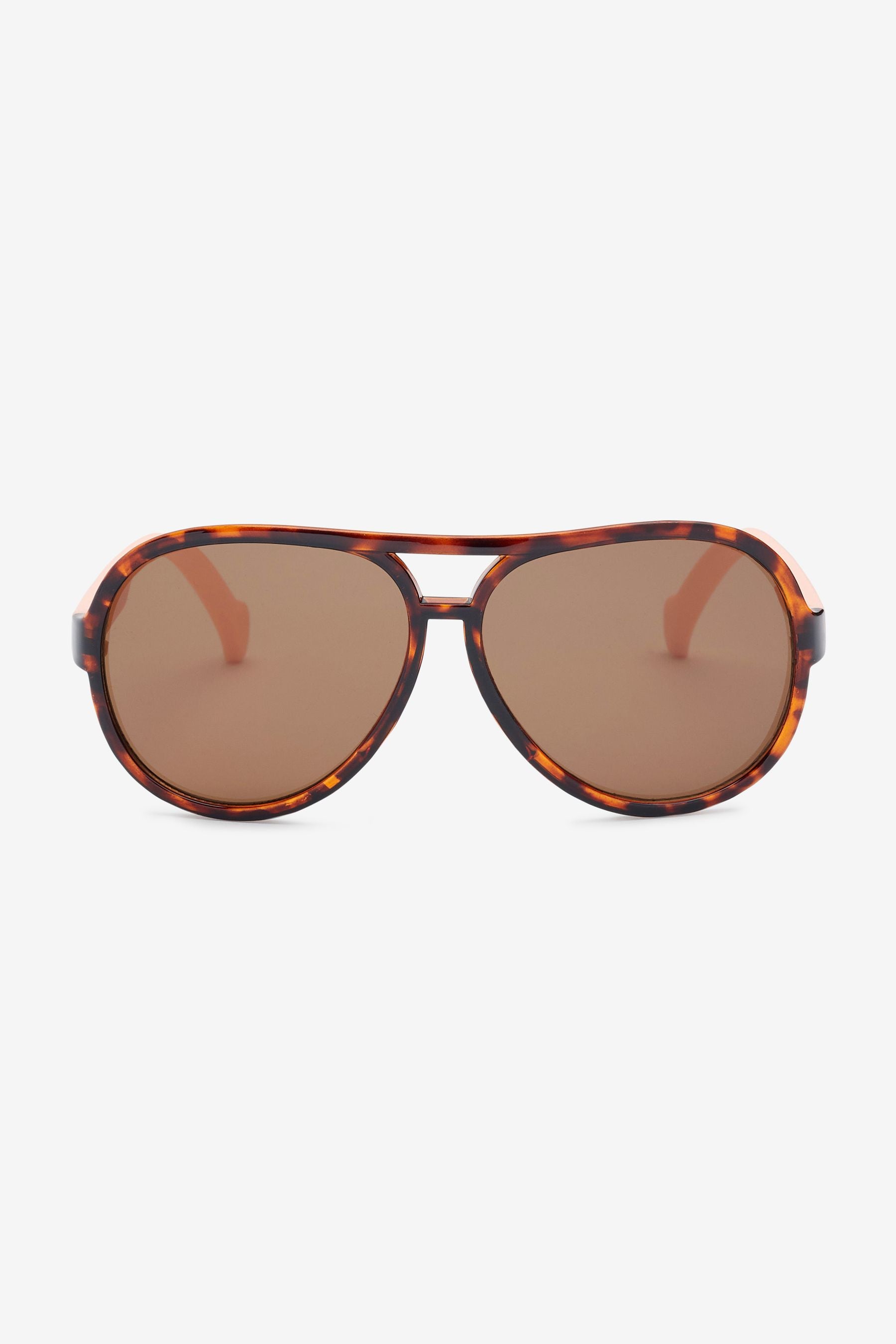 Tortoiseshell Brown Plastic Aviator Style Sunglasses