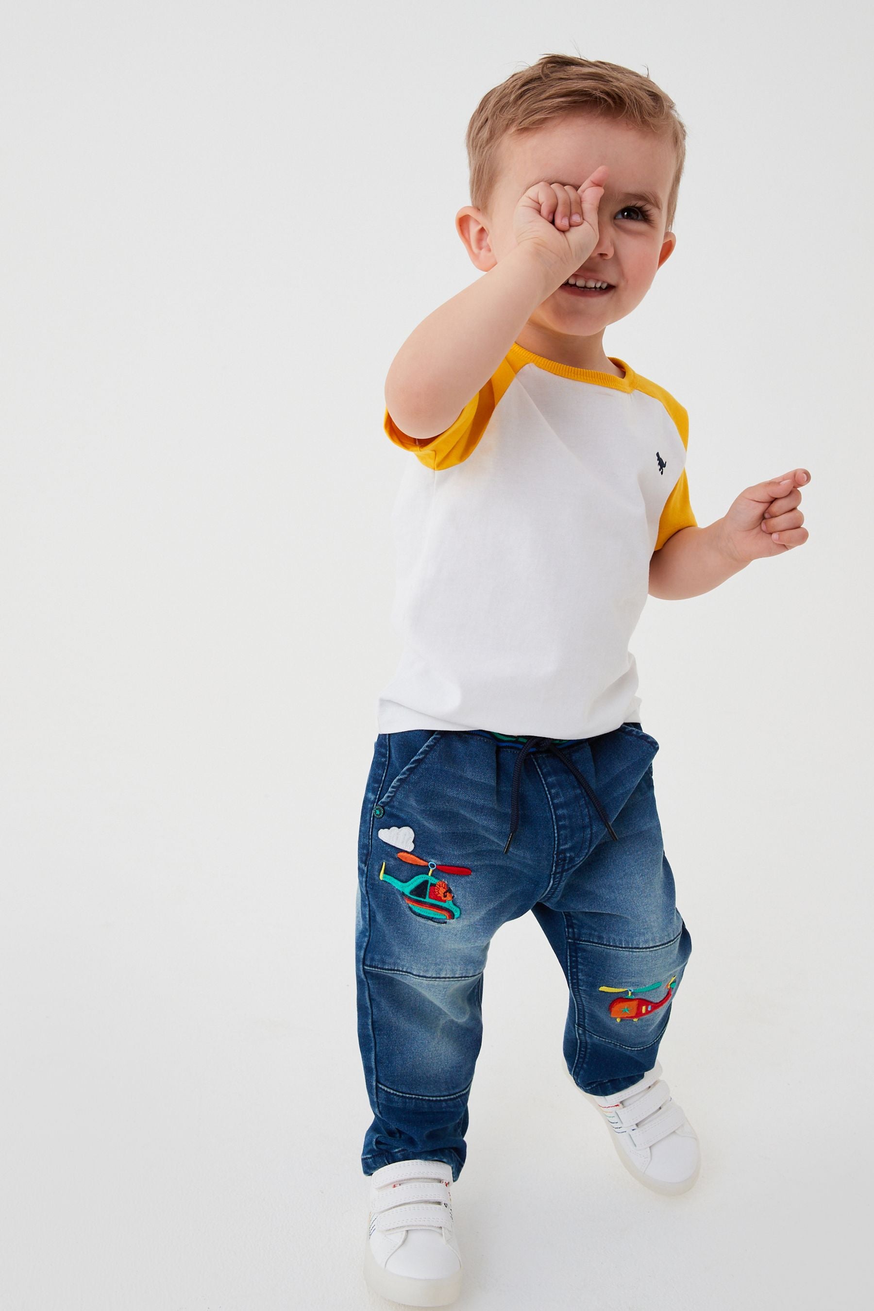 Dark Blue Badge Rainbow Rib Waist Jeans (3mths-7yrs)