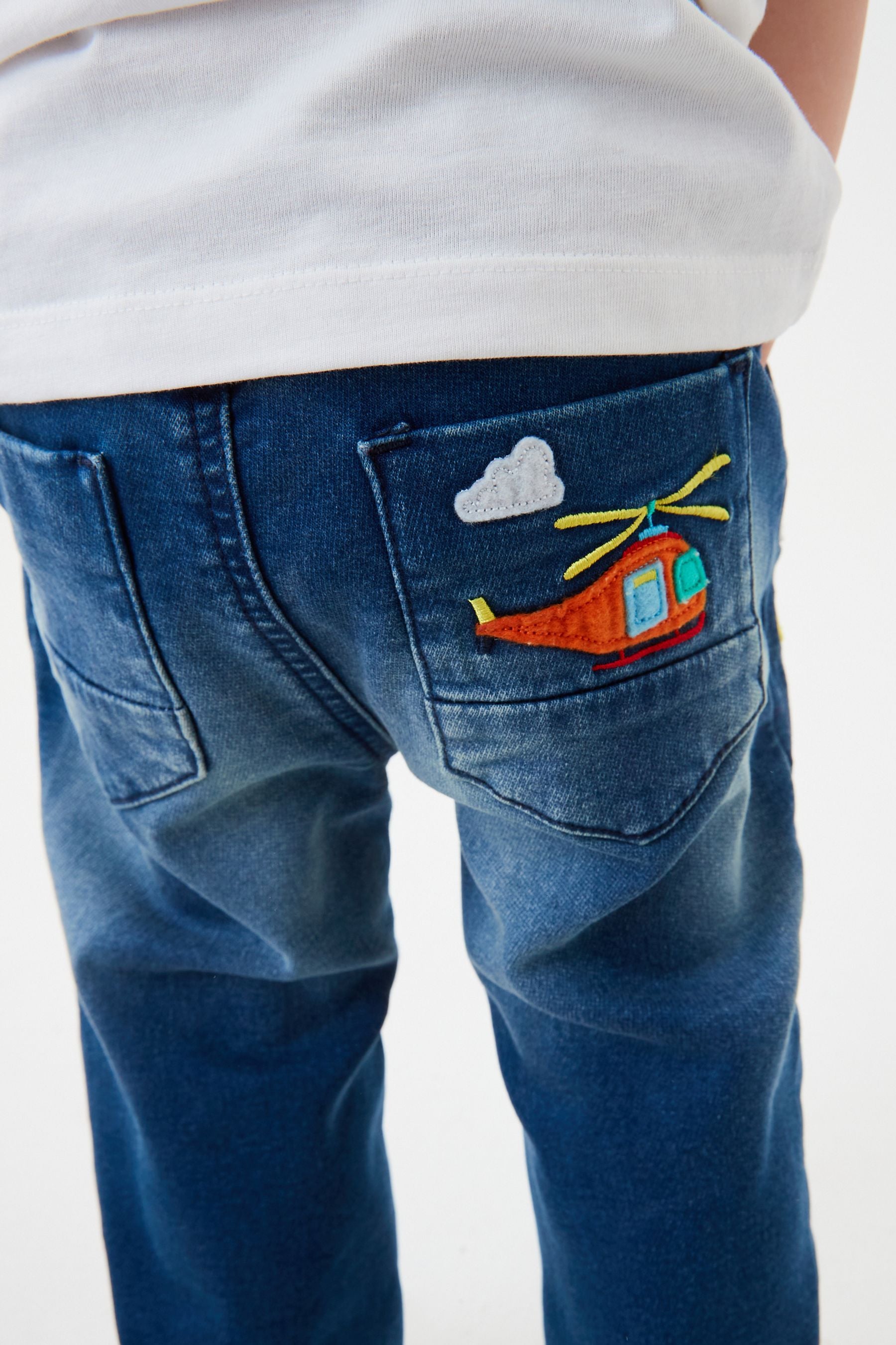 Dark Blue Badge Rainbow Rib Waist Jeans (3mths-7yrs)