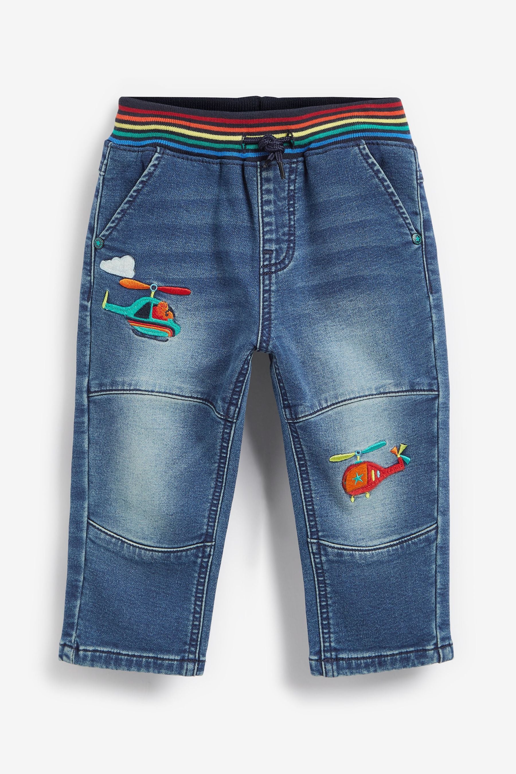 Dark Blue Badge Rainbow Rib Waist Jeans (3mths-7yrs)