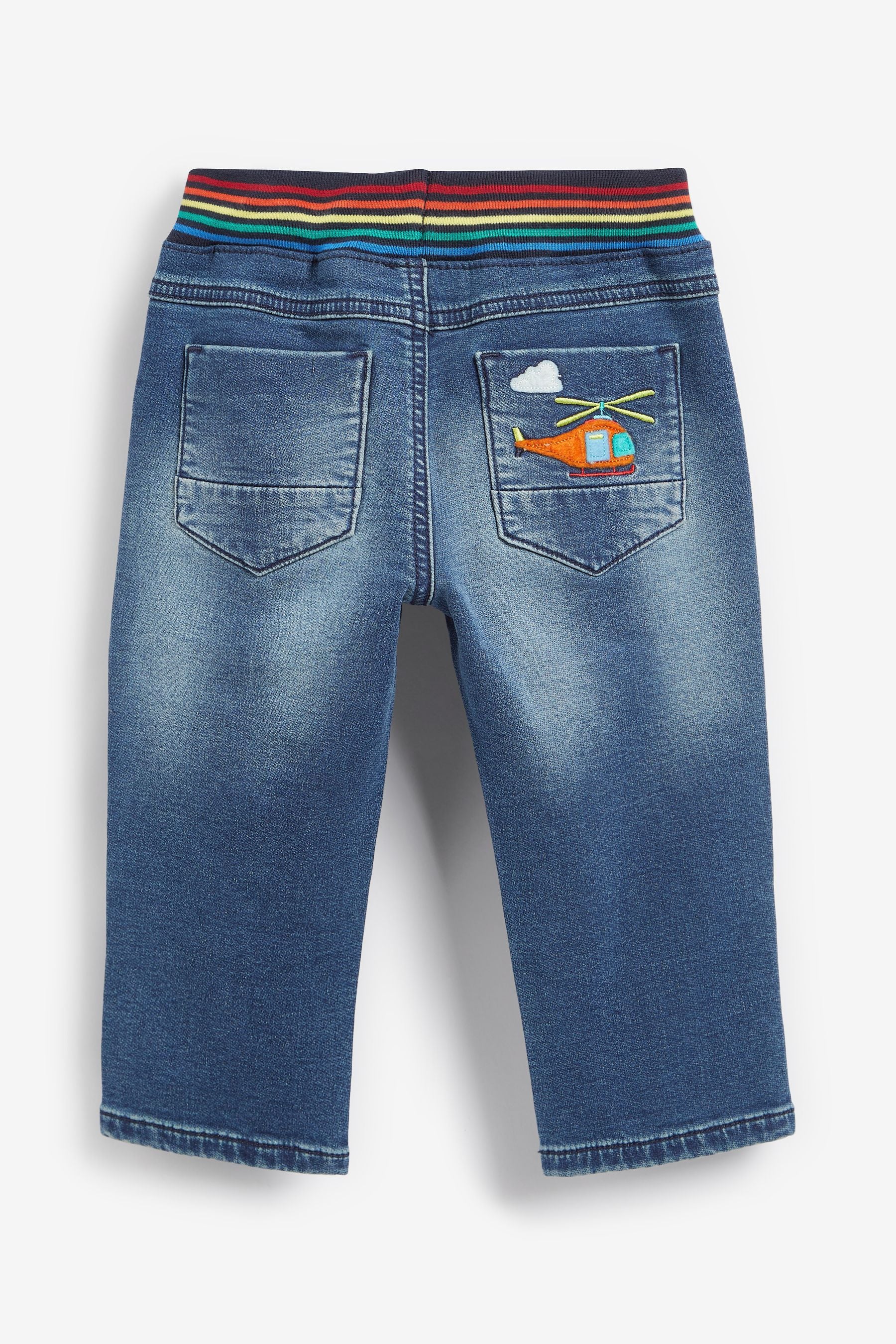 Dark Blue Badge Rainbow Rib Waist Jeans (3mths-7yrs)