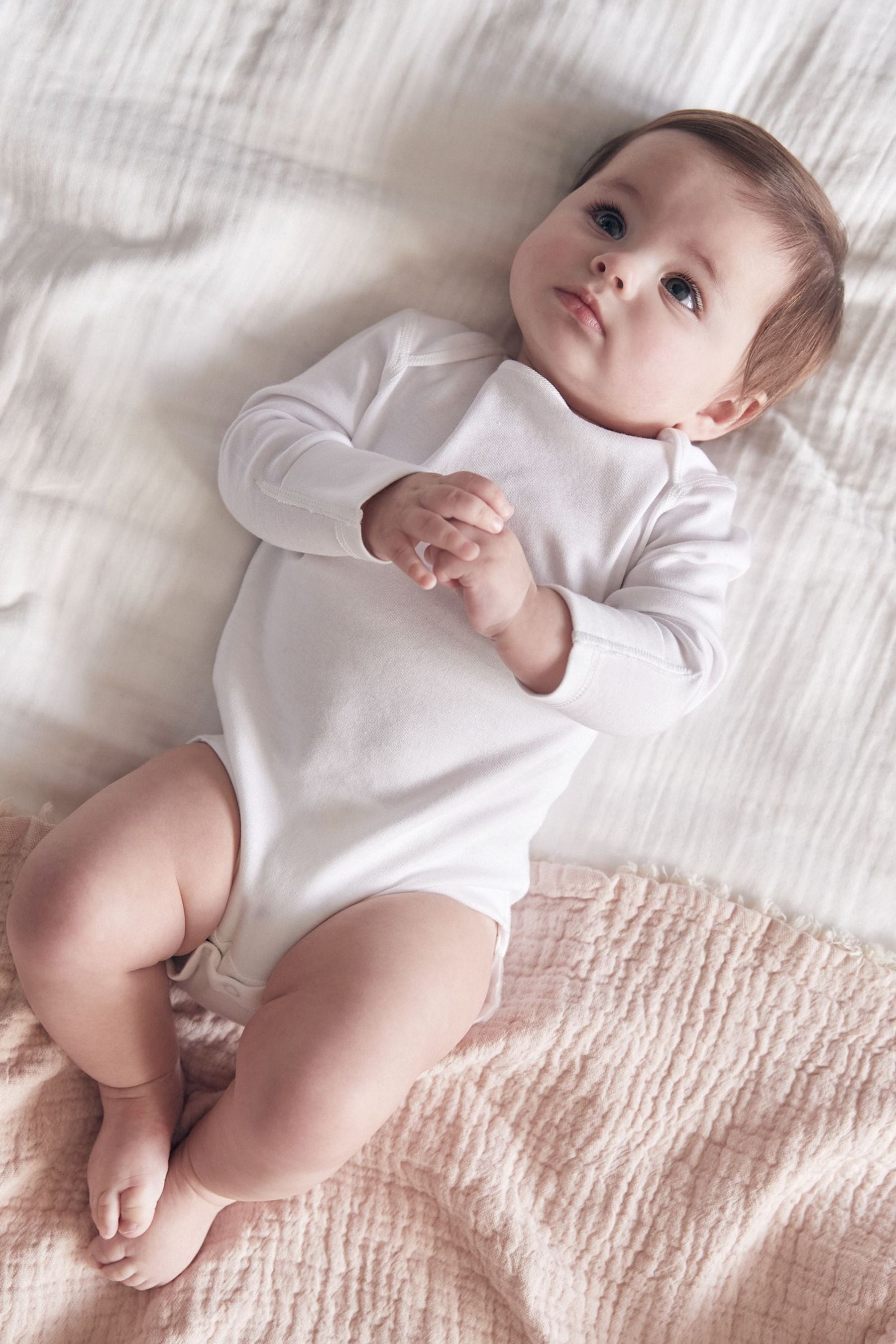 White Baby 3 Pack Kind To Skin Long Sleeve Bodysuit