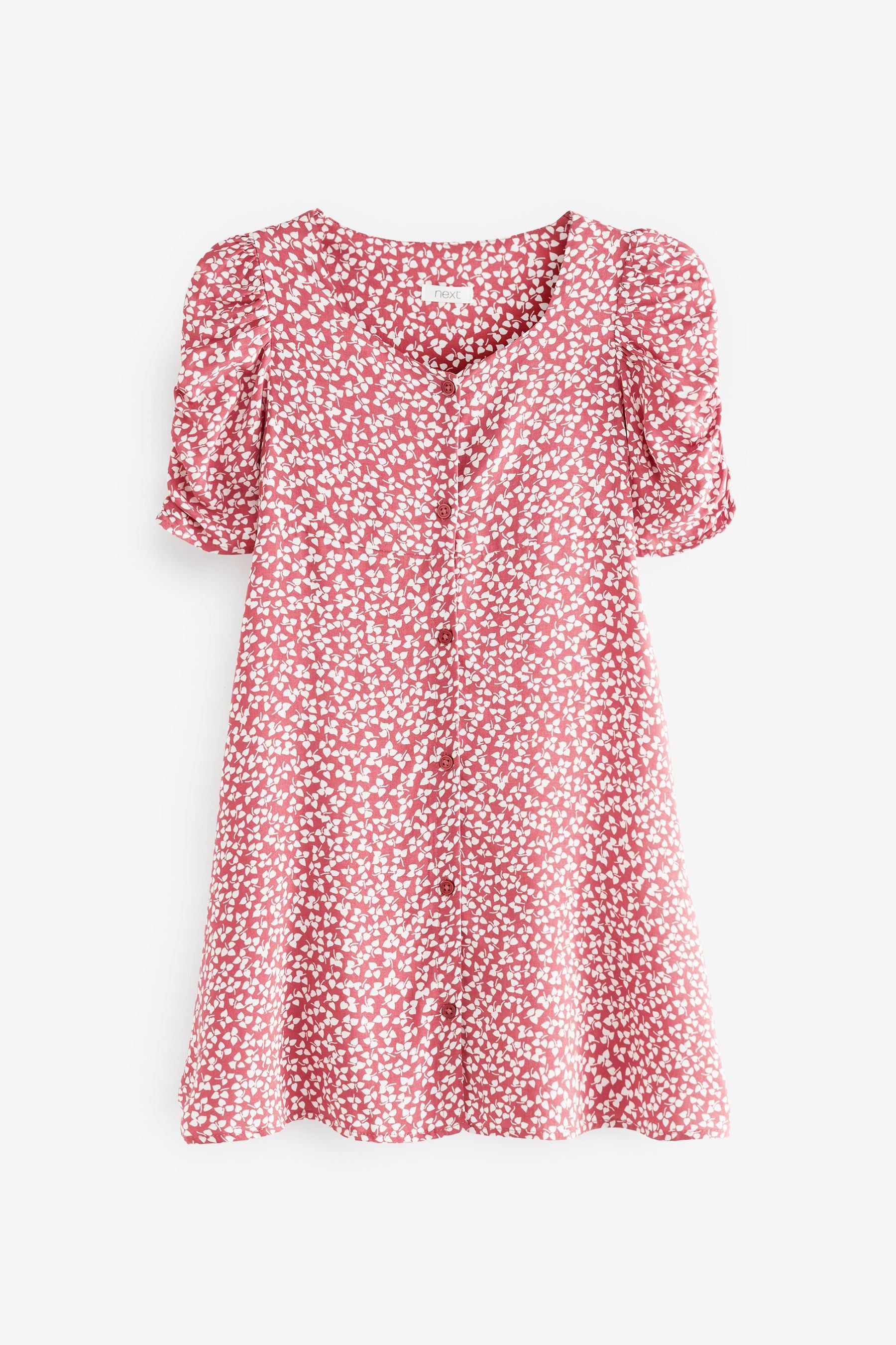 Pink Ditsy Ruched Sleeve Dress (3-16yrs)