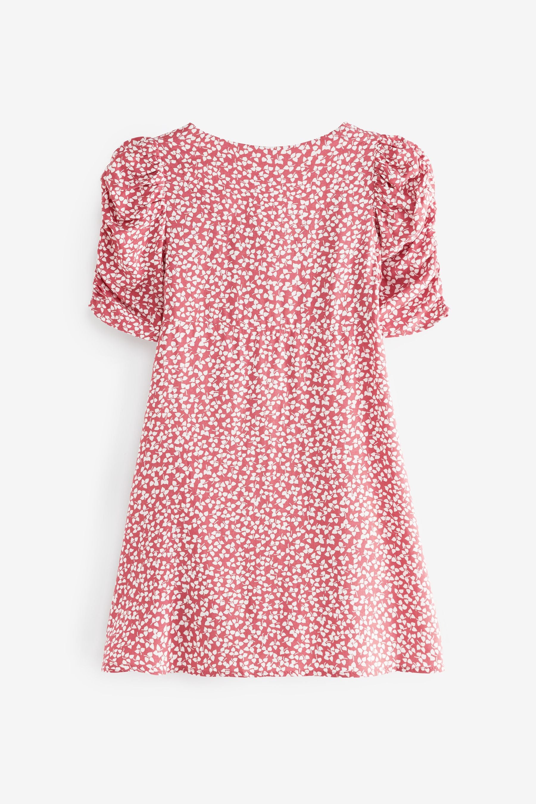 Pink Ditsy Ruched Sleeve Dress (3-16yrs)