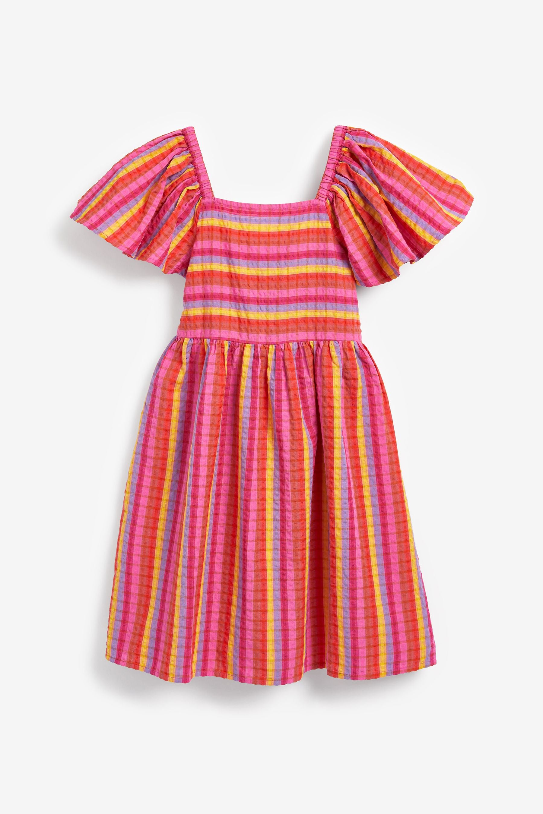 Red/Pink Stripe Angel Sleeve Dress (3-16yrs)