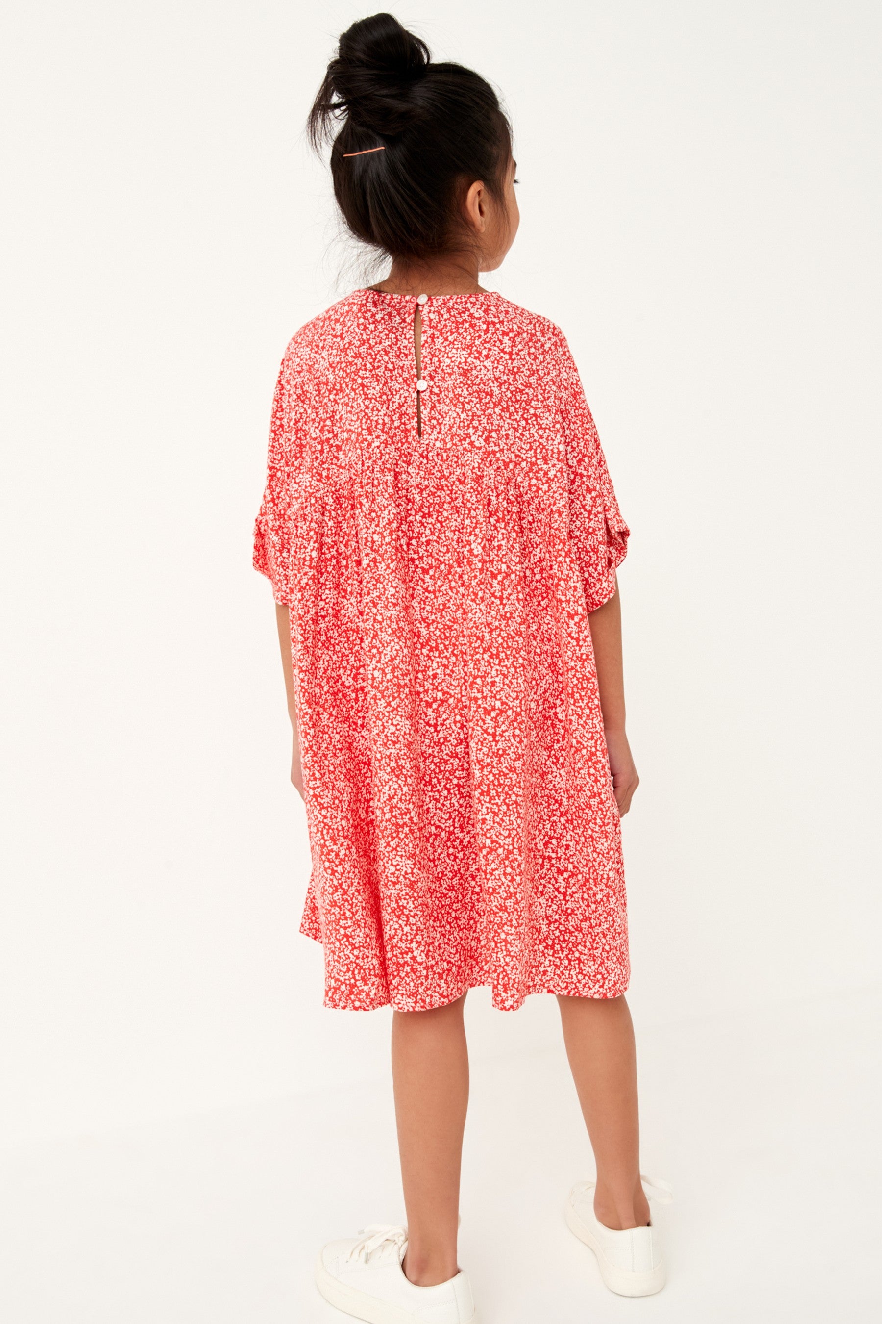 Red Ditsy Oversized Cotton Dress (3-16yrs)