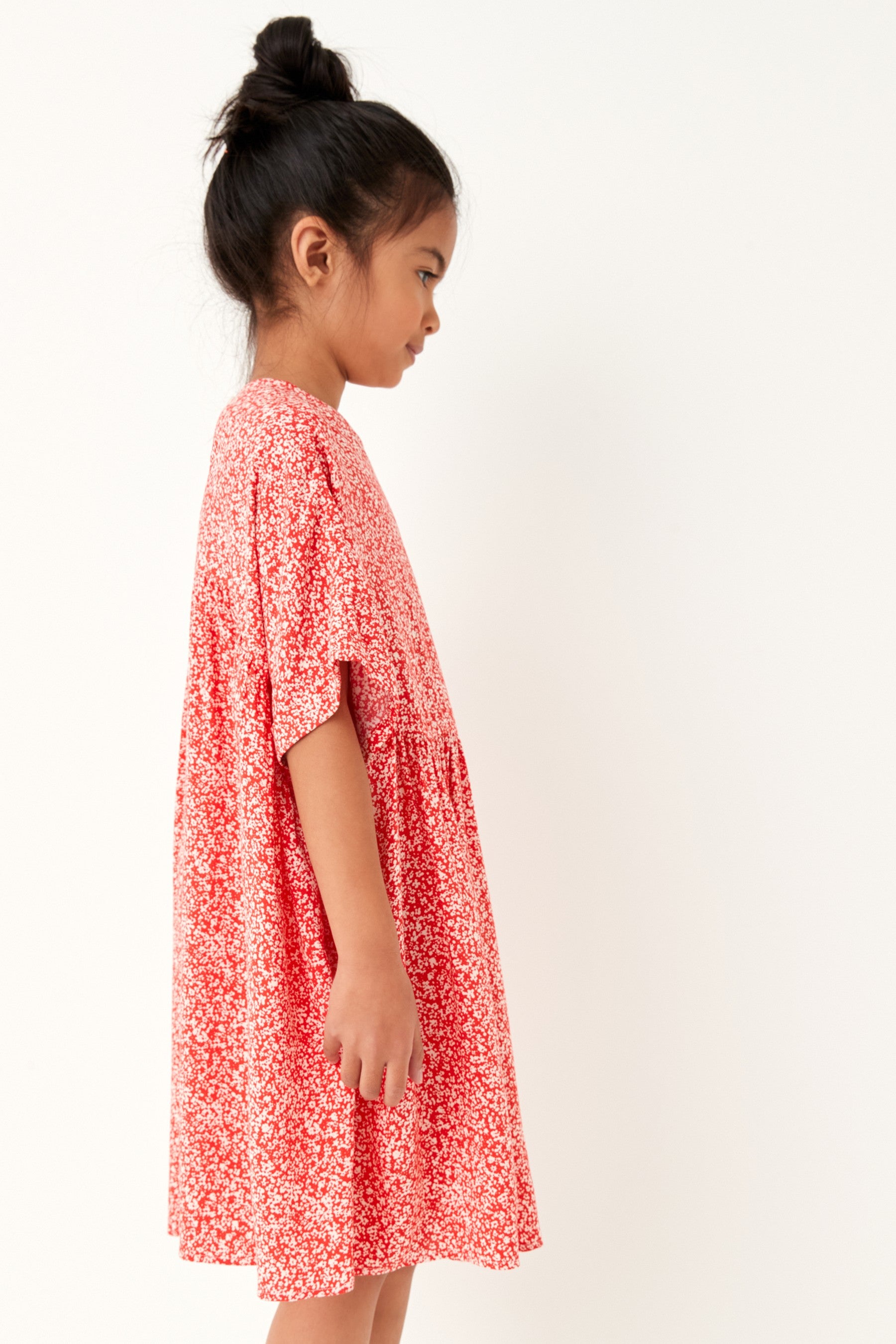 Red Ditsy Oversized Cotton Dress (3-16yrs)