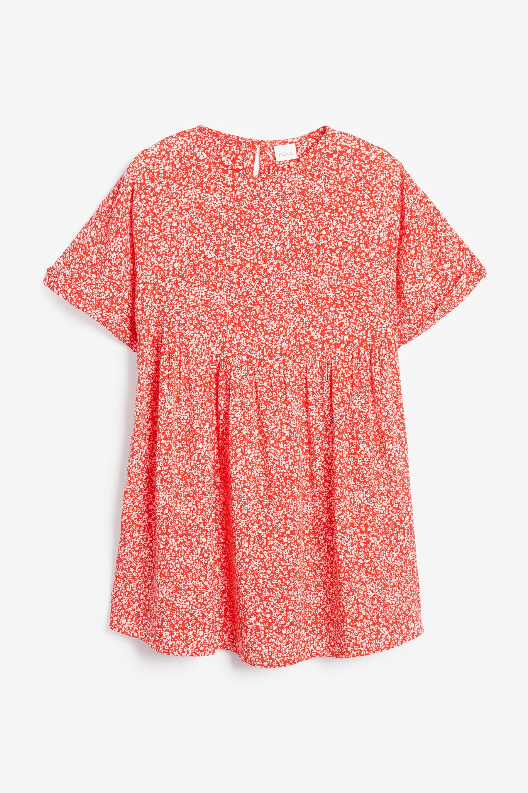 Red Ditsy Oversized Cotton Dress (3-16yrs)