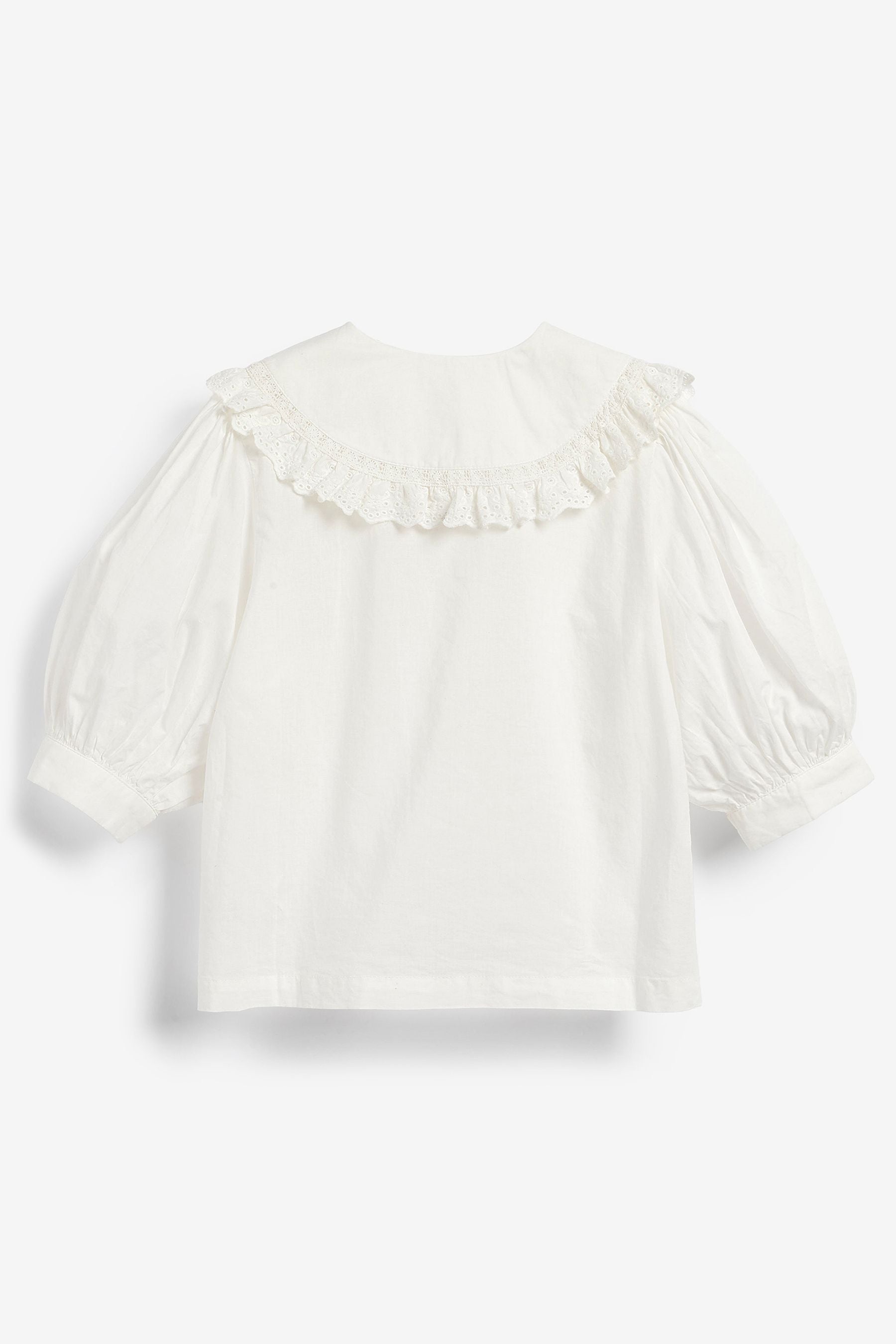 White Lace Trim Collar Blouse (3-16yrs)