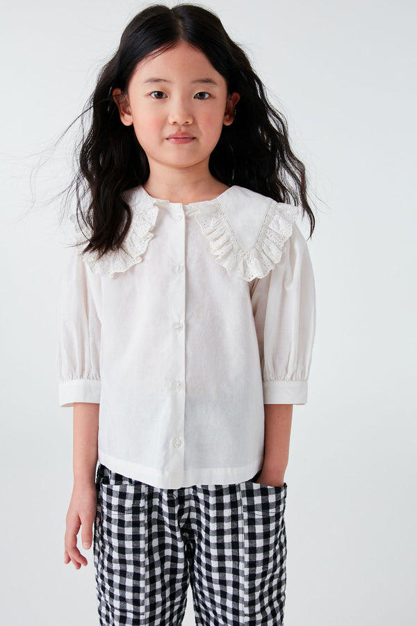 White Lace Trim Collar Blouse (3-16yrs)