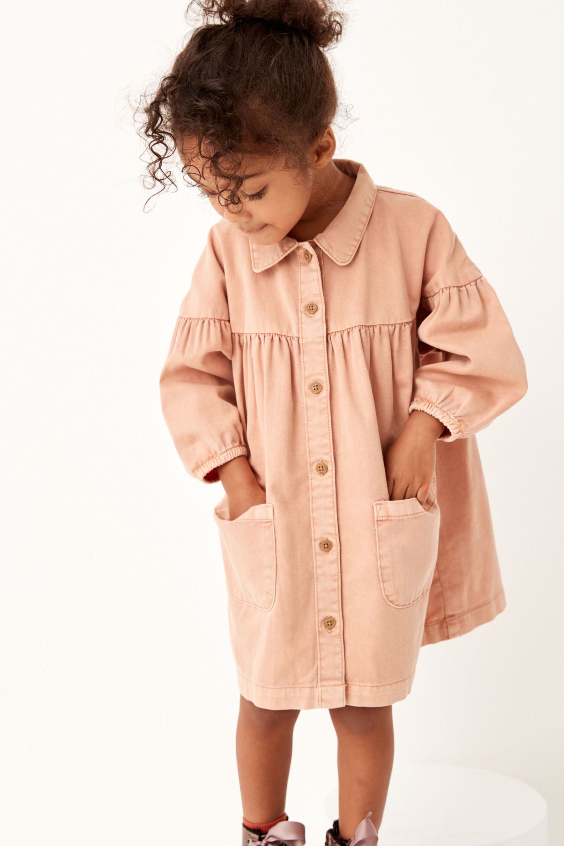 Soft Orange Cotton Shirt Dress (3mths-7yrs)