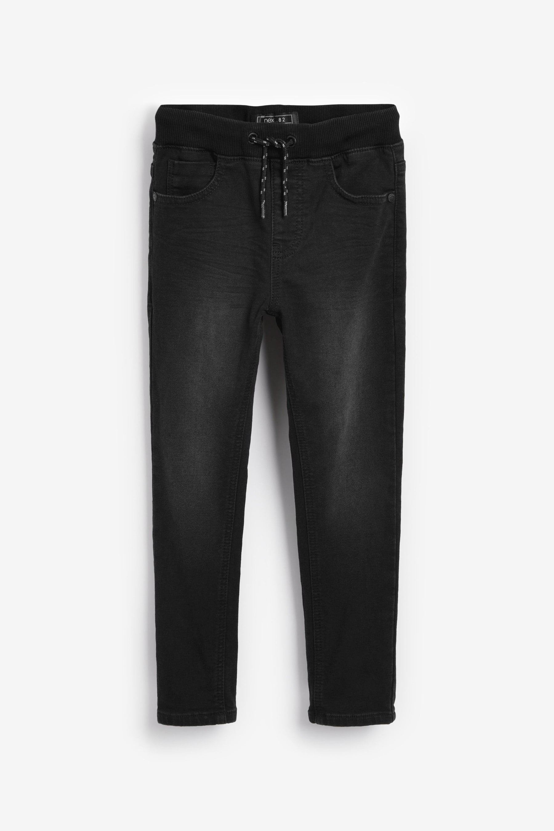 Rib Waist Black Jersey Jeans (3-16yrs)