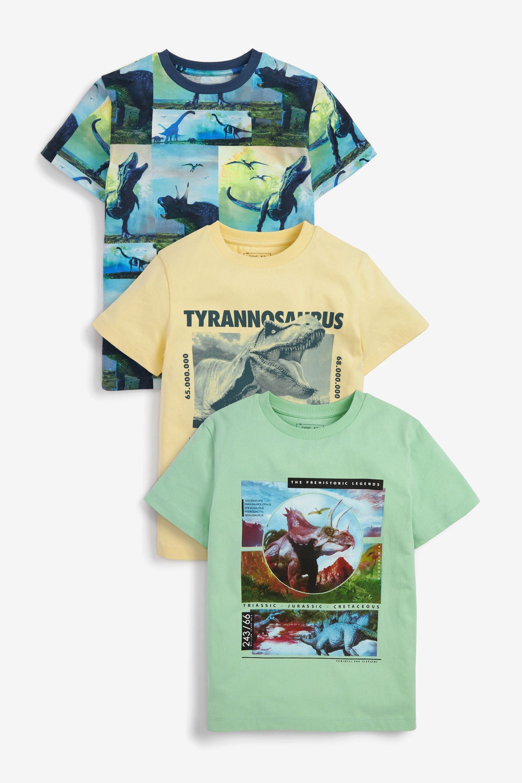 Multi 3 Pack Dinosaur T-Shirts (3-14yrs)