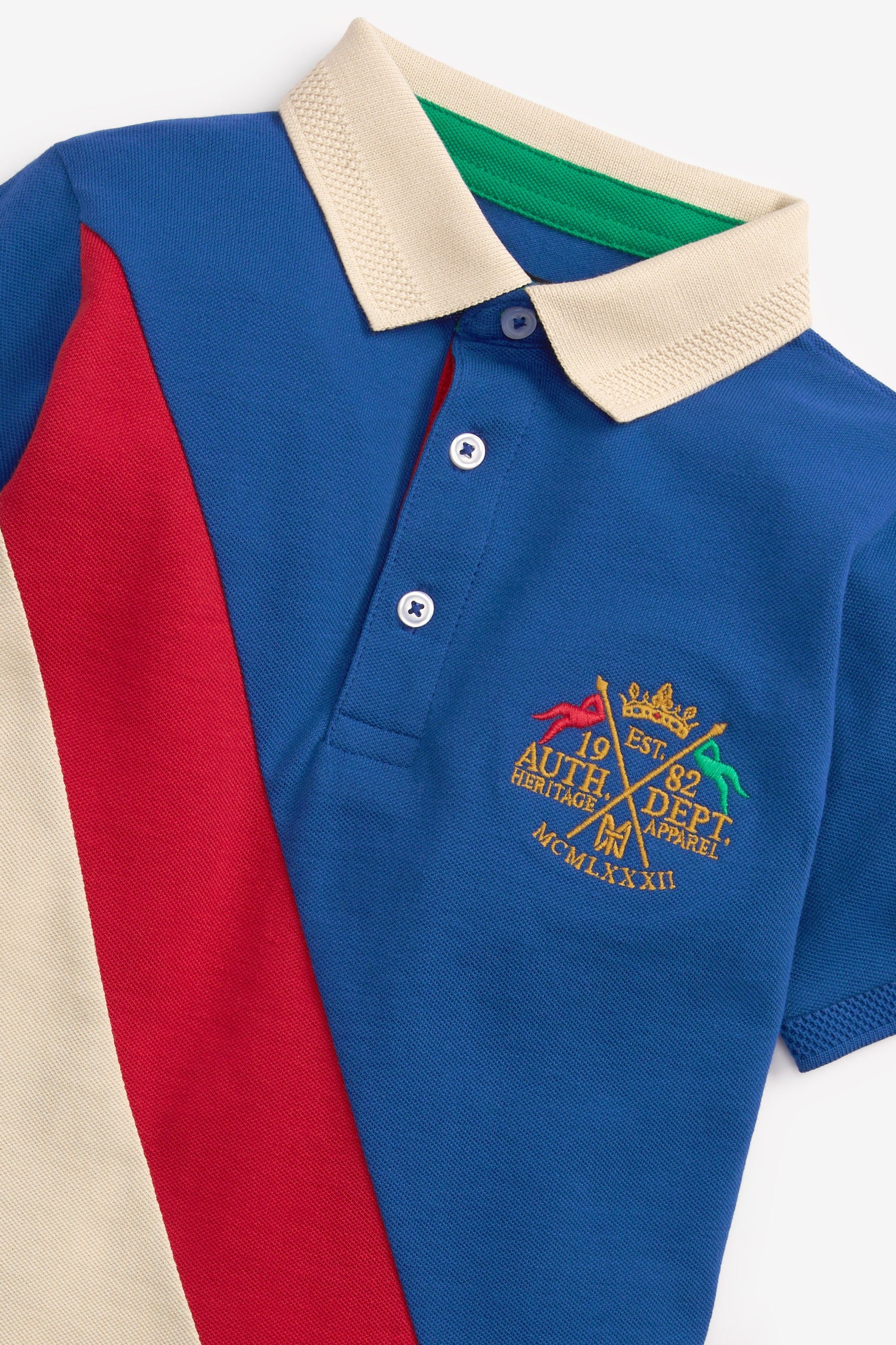 Blue Heritage Sash Short Sleeve Polo Shirt (3-16yrs)