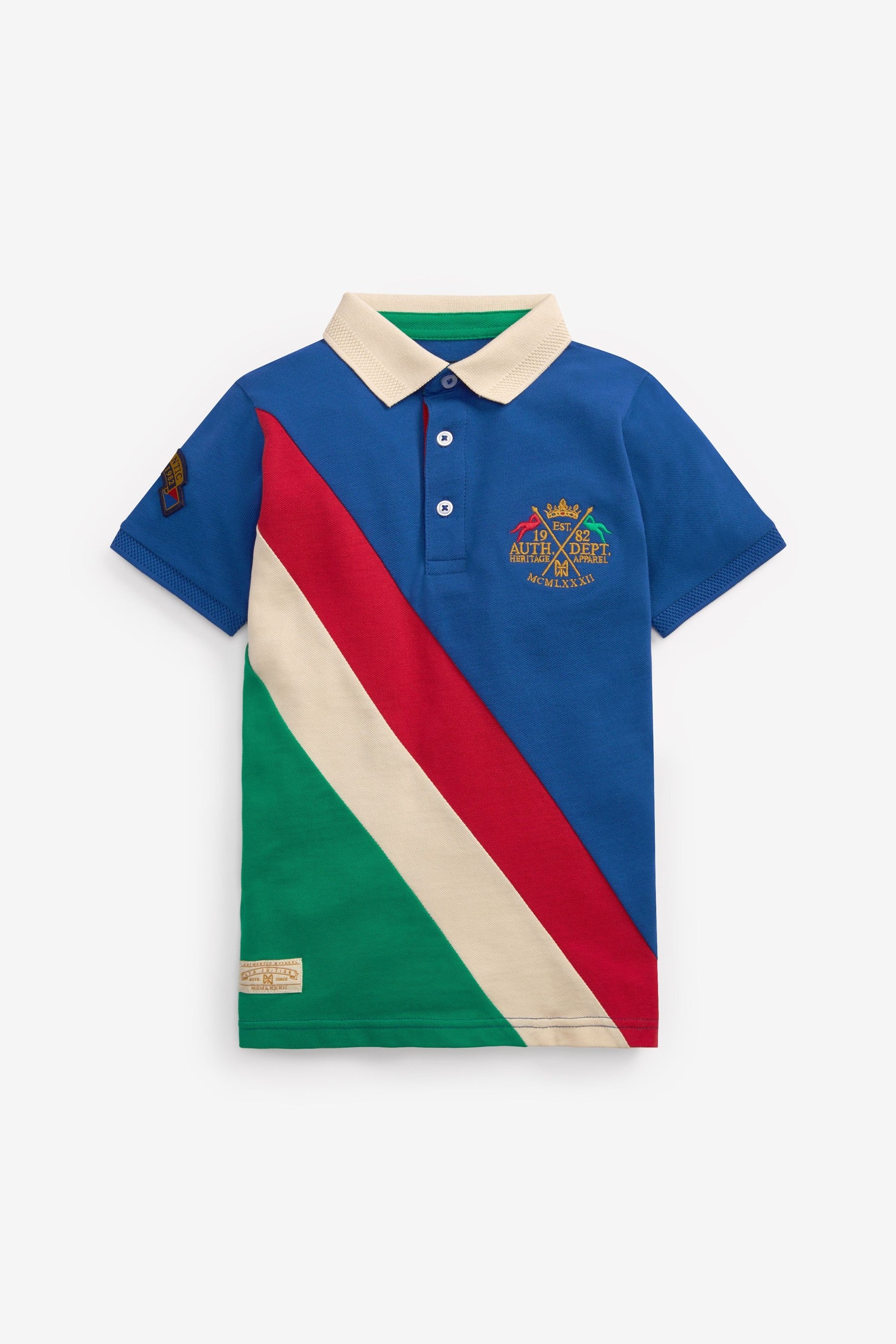 Blue Heritage Sash Short Sleeve Polo Shirt (3-16yrs)