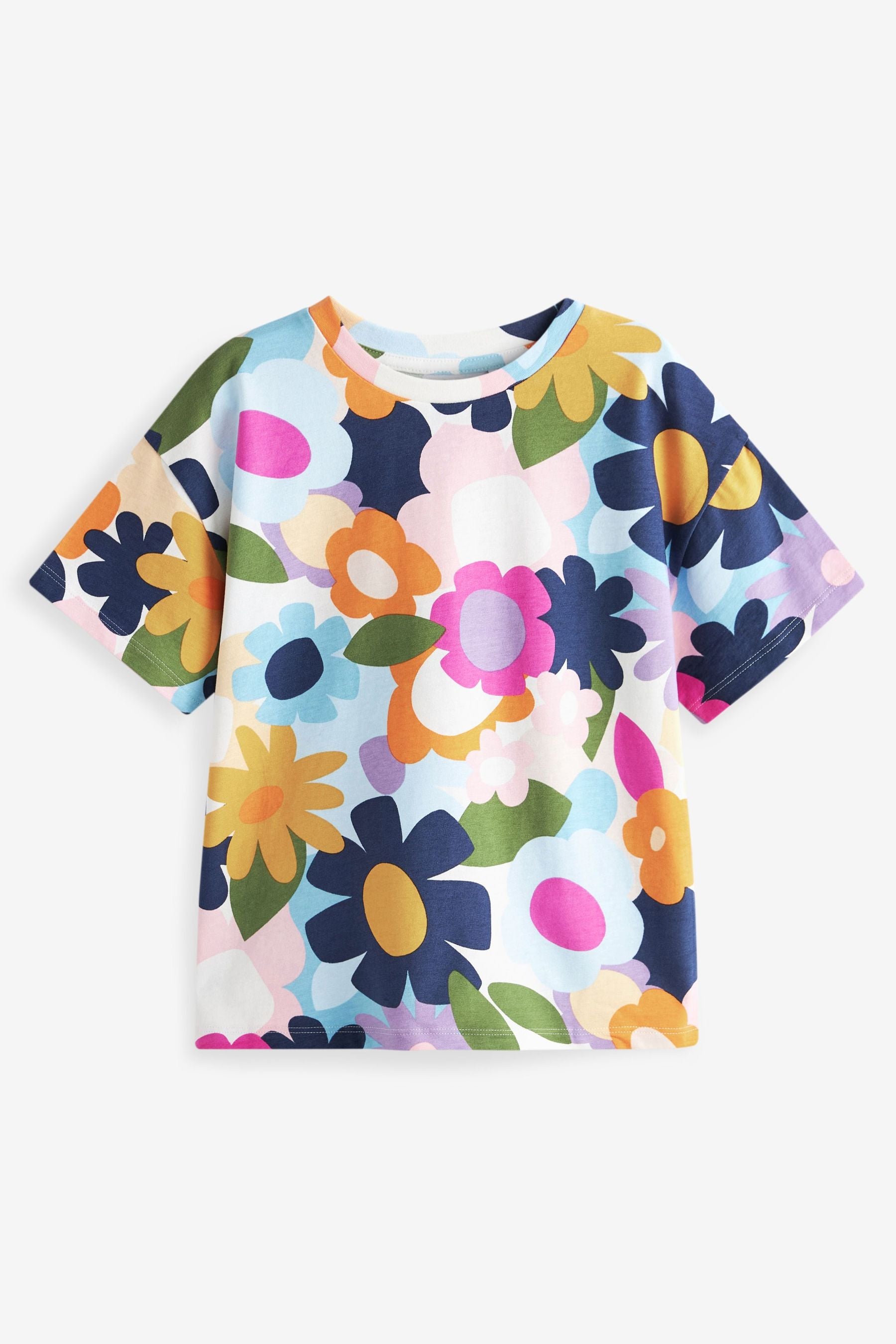 Pink/Yellow/Green 5 Pack Floral Tops (3-16yrs)