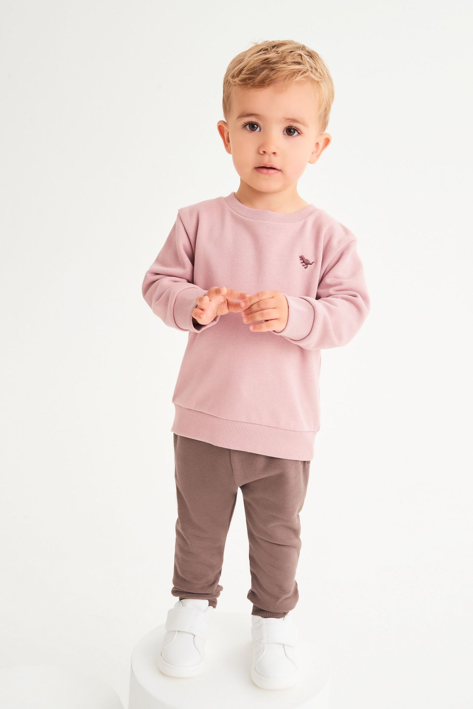 Pink Tonal Jersey Sweatshirt And Joggers Set (3mths-7yrs)