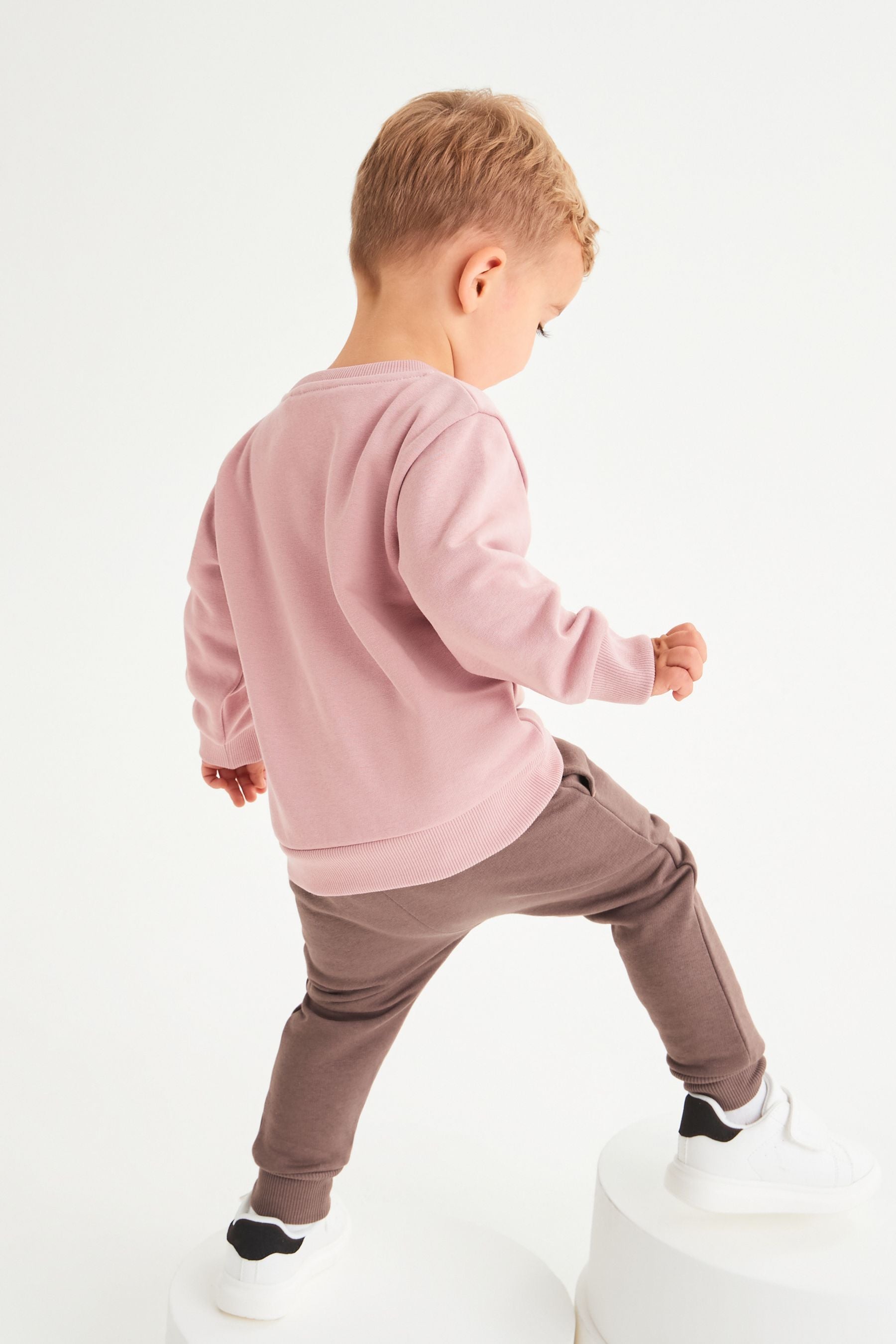 Pink Tonal Jersey Sweatshirt And Joggers Set (3mths-7yrs)