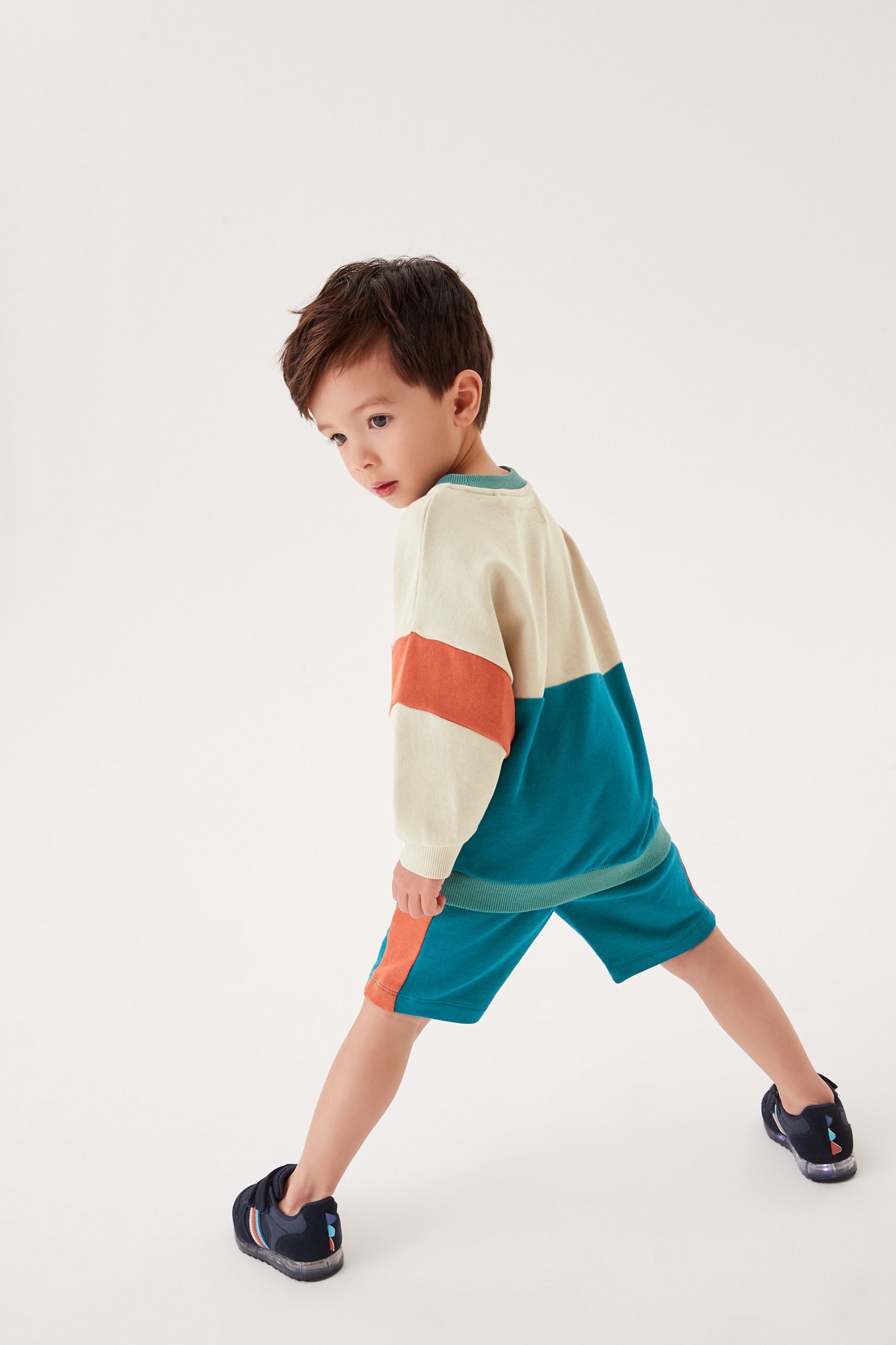 Multi Colourblock Jersey Sweatshirt & Short Set (3mths-7yrs)