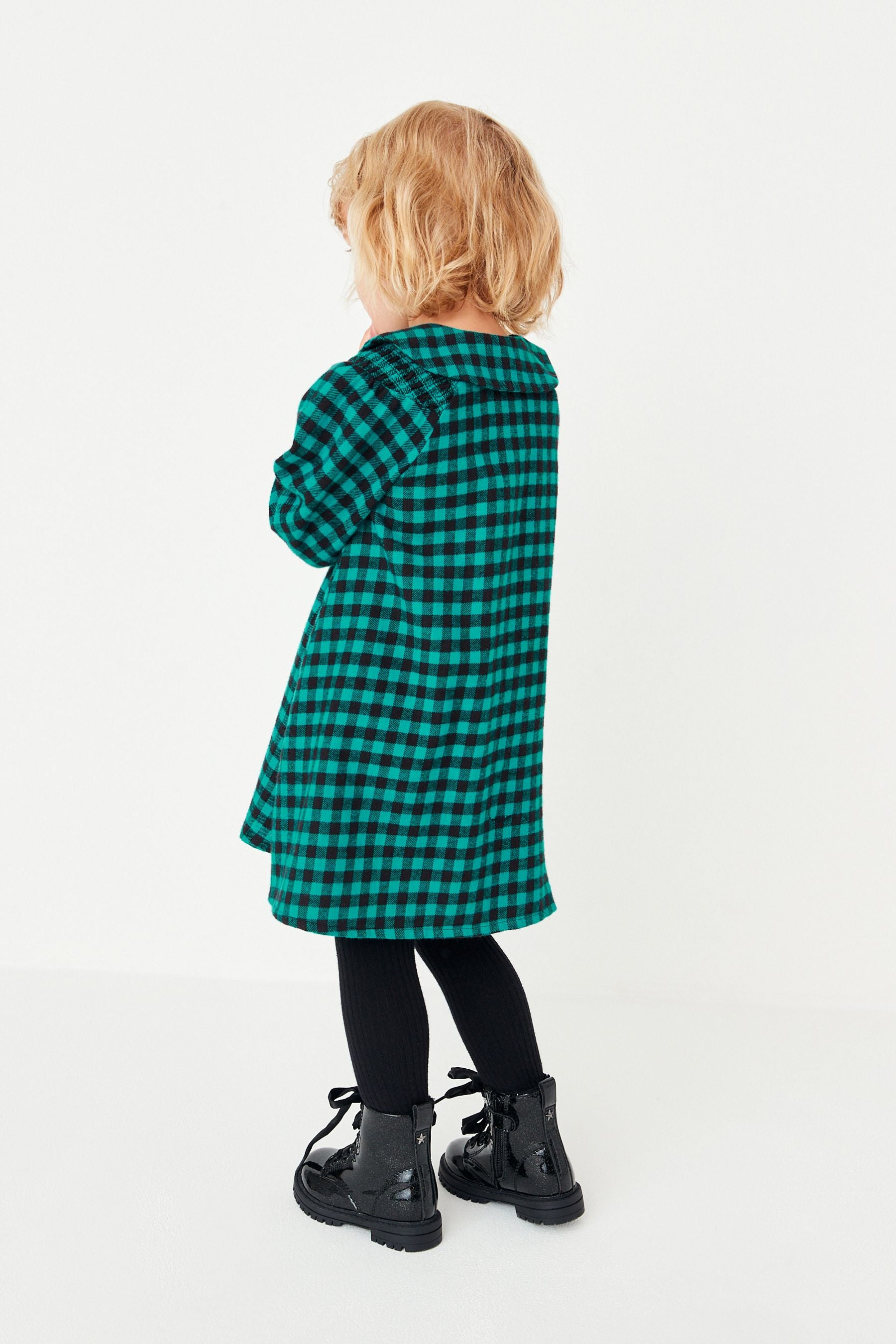 Teal Green Gingham Collar Dress (3mths-7yrs)