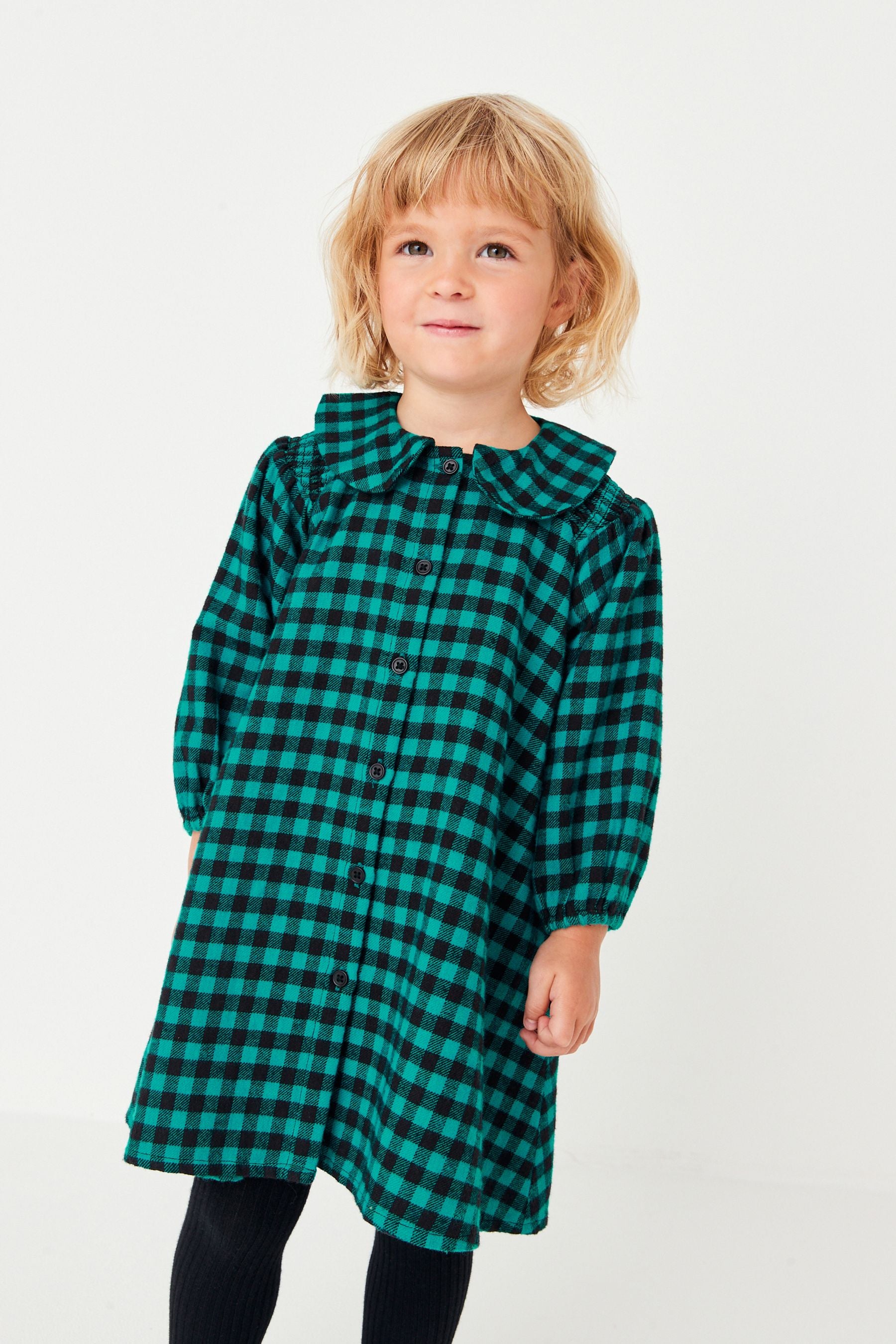 Teal Green Gingham Collar Dress (3mths-7yrs)