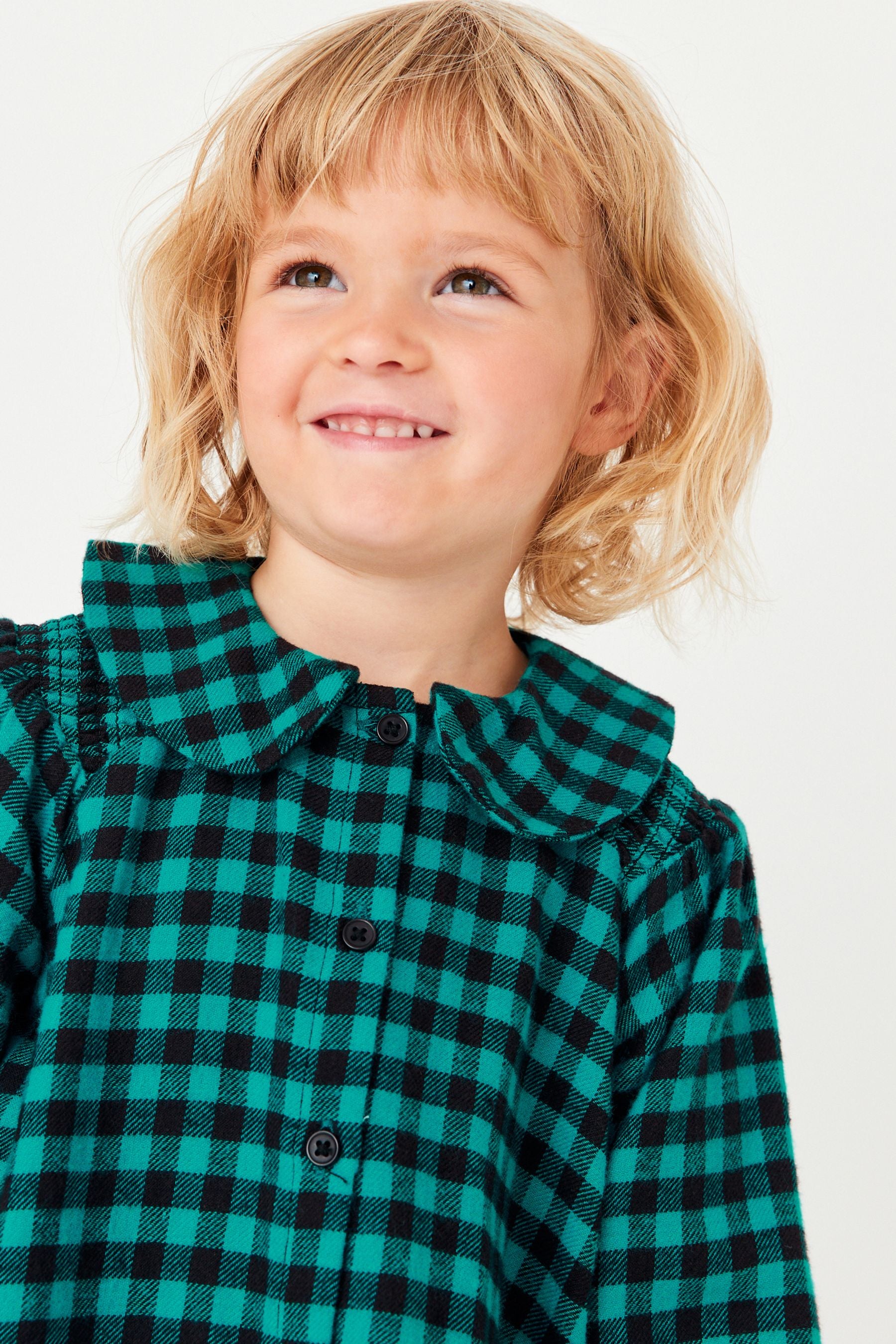 Teal Green Gingham Collar Dress (3mths-7yrs)