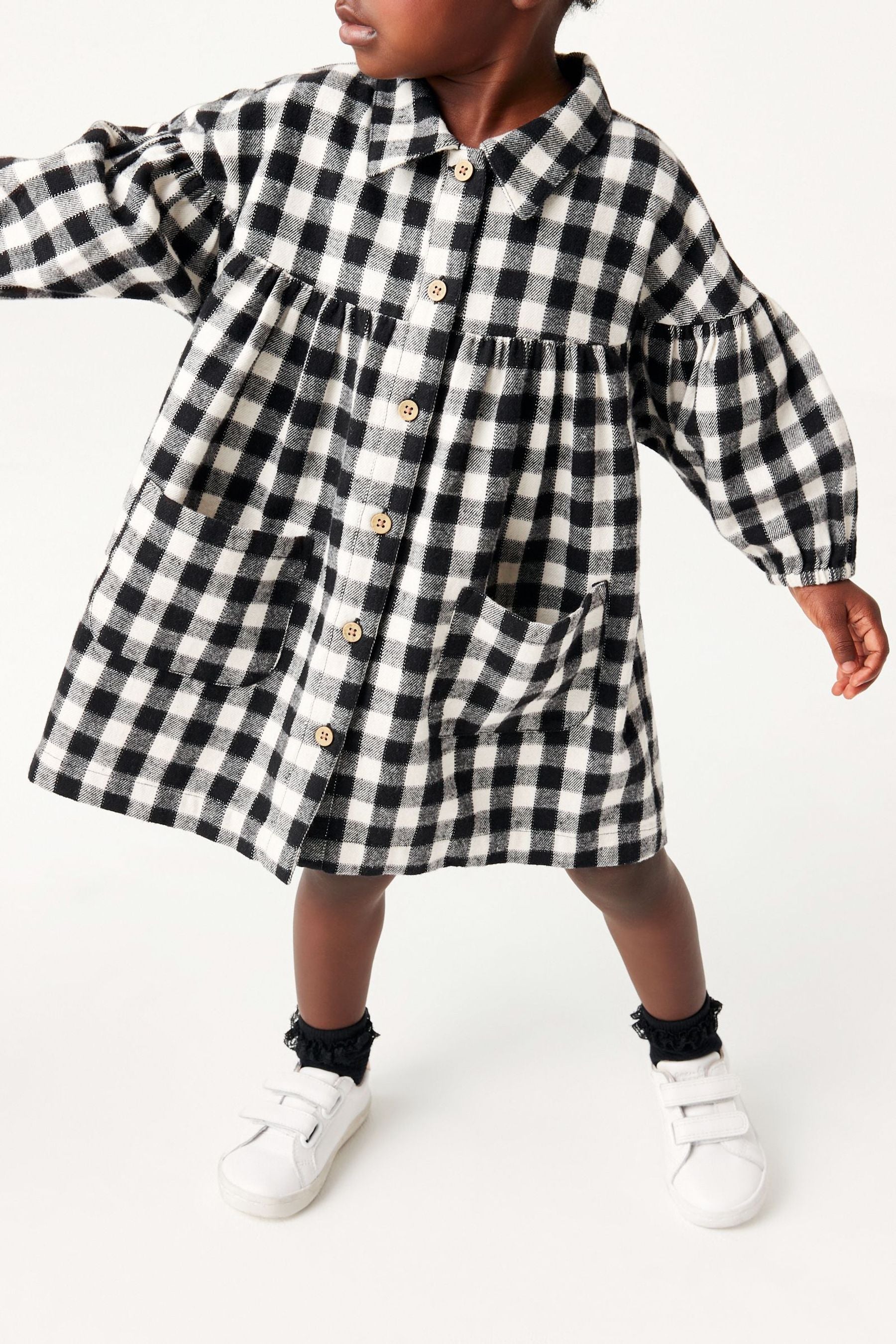 Black Gingham Cotton Shirt Dress (3mths-8yrs)