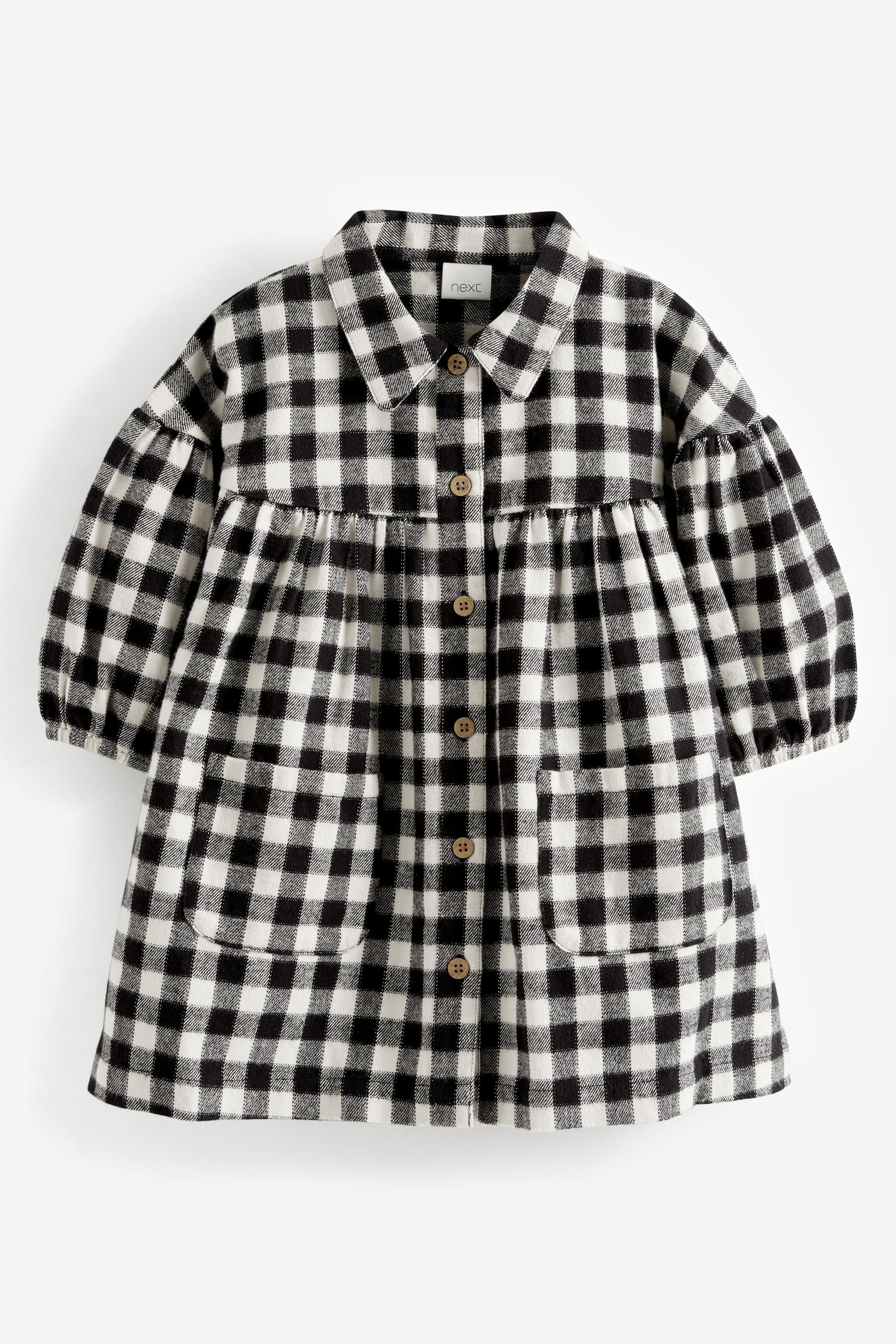 Black Gingham Cotton Shirt Dress (3mths-8yrs)