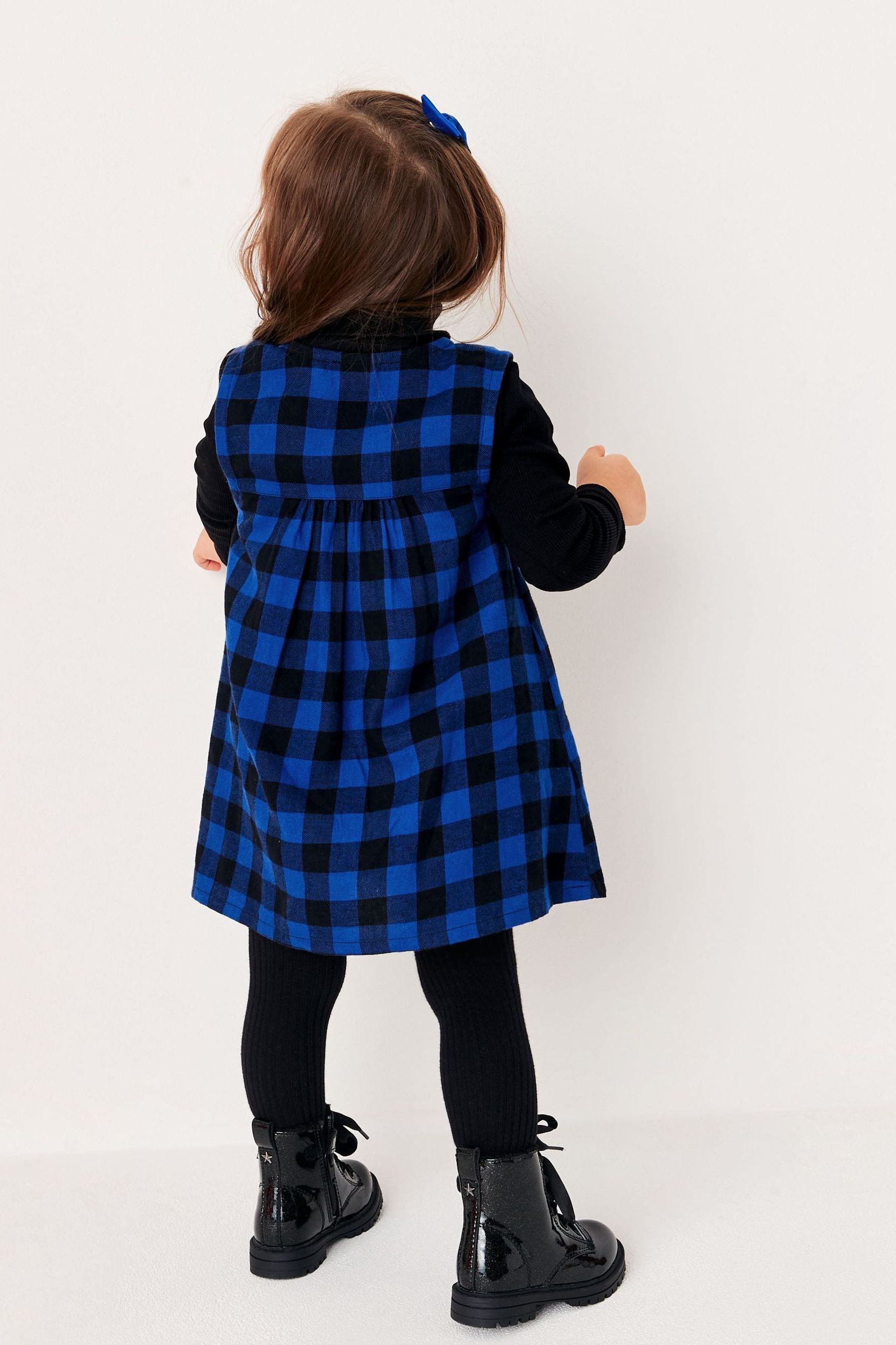 Cobalt Blue/Black Check Dress And Top Set (3mths-7yrs)